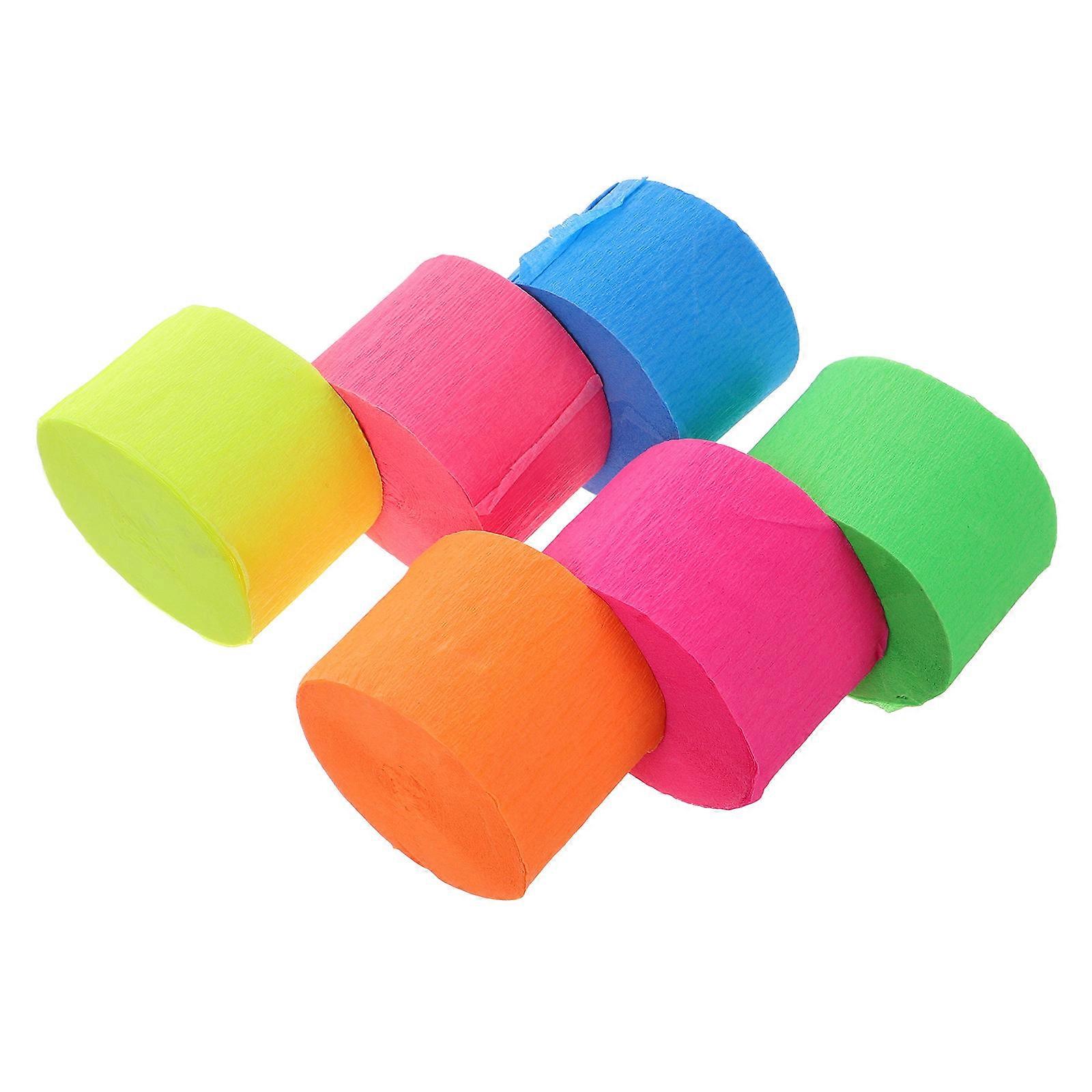 6pcs Neon Crepe Paper Streamers Fluorescent Rolls for Party Decorations, Blacklight Event Hanging Decor for Birthdays, Weddings & Celebrations –
