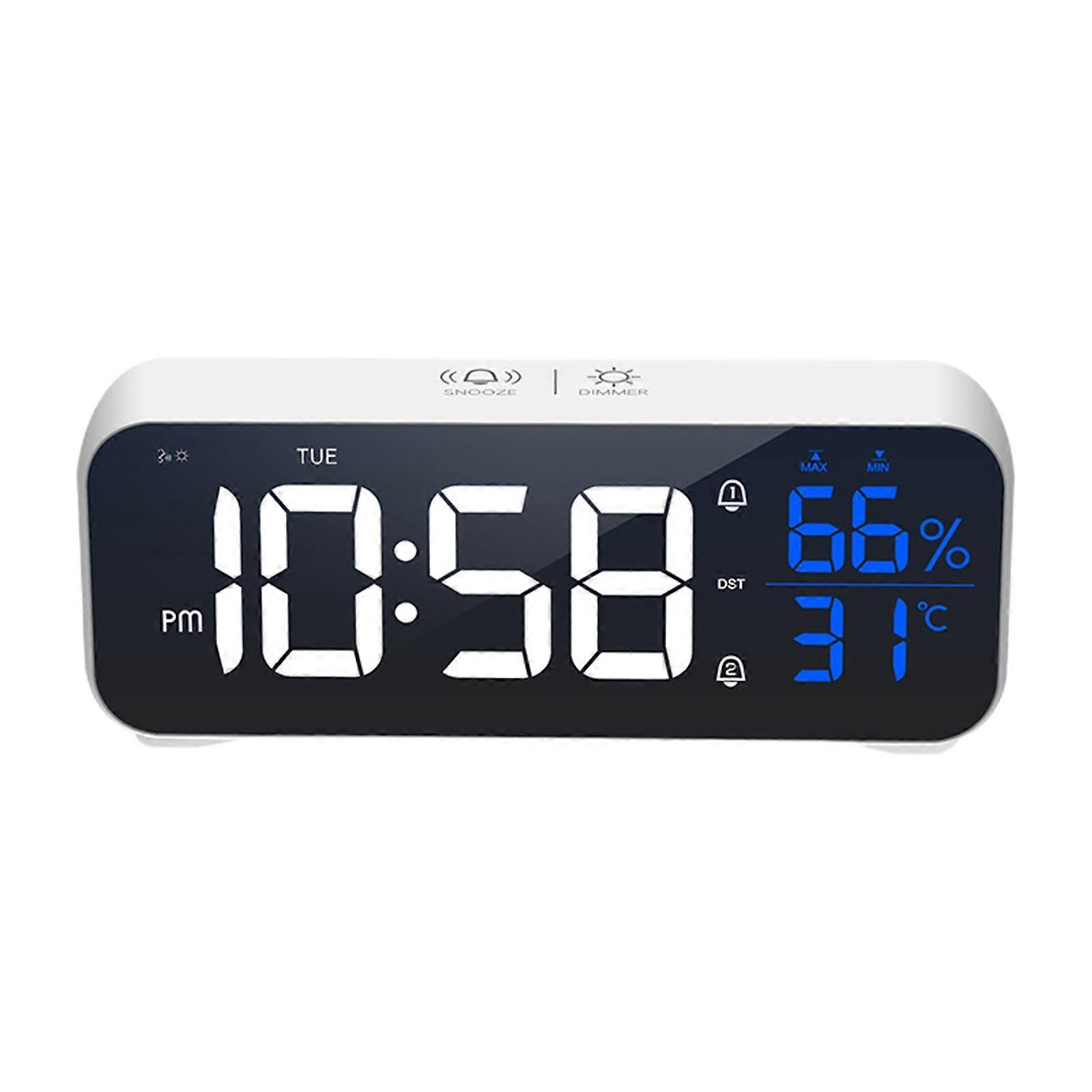 Music Digital Alarm Clock Large Temperature Humidity Display for