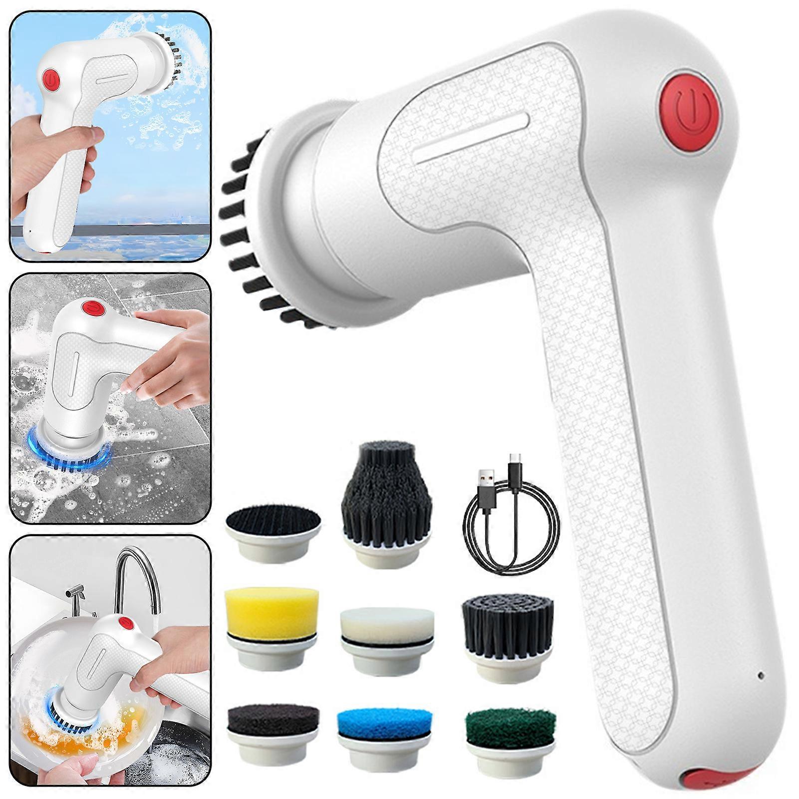 Electric Scrubber with Interchangeable Brush Heads Compact Adjustables Speed Cleaning Brush for Cleaning Corner Tile