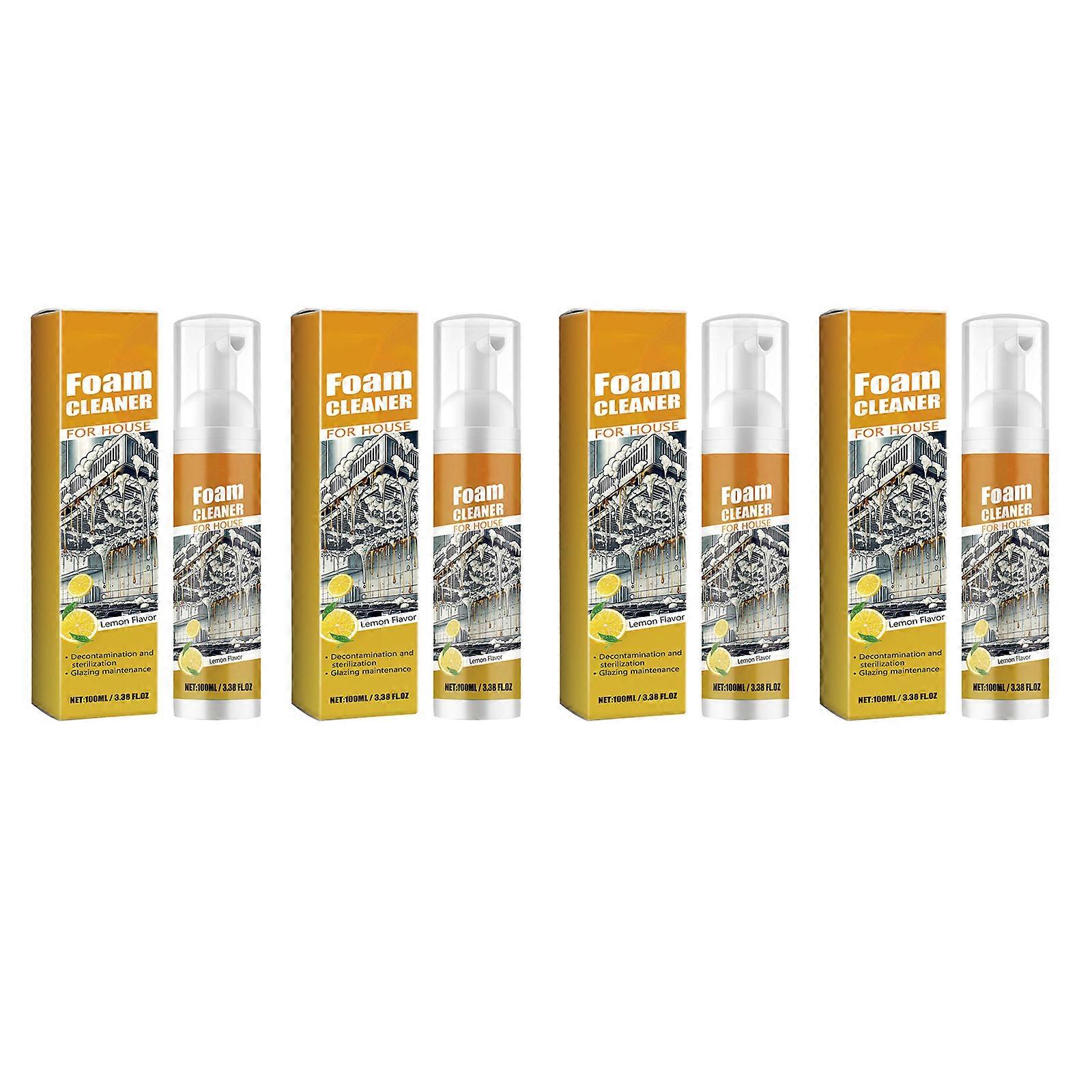 4 kpl Home Foams -puhdistussuihketta, 100 ml, tehokas lian ja hajun poisto yökäyttöön keittiöissä ja kylpyammeissa