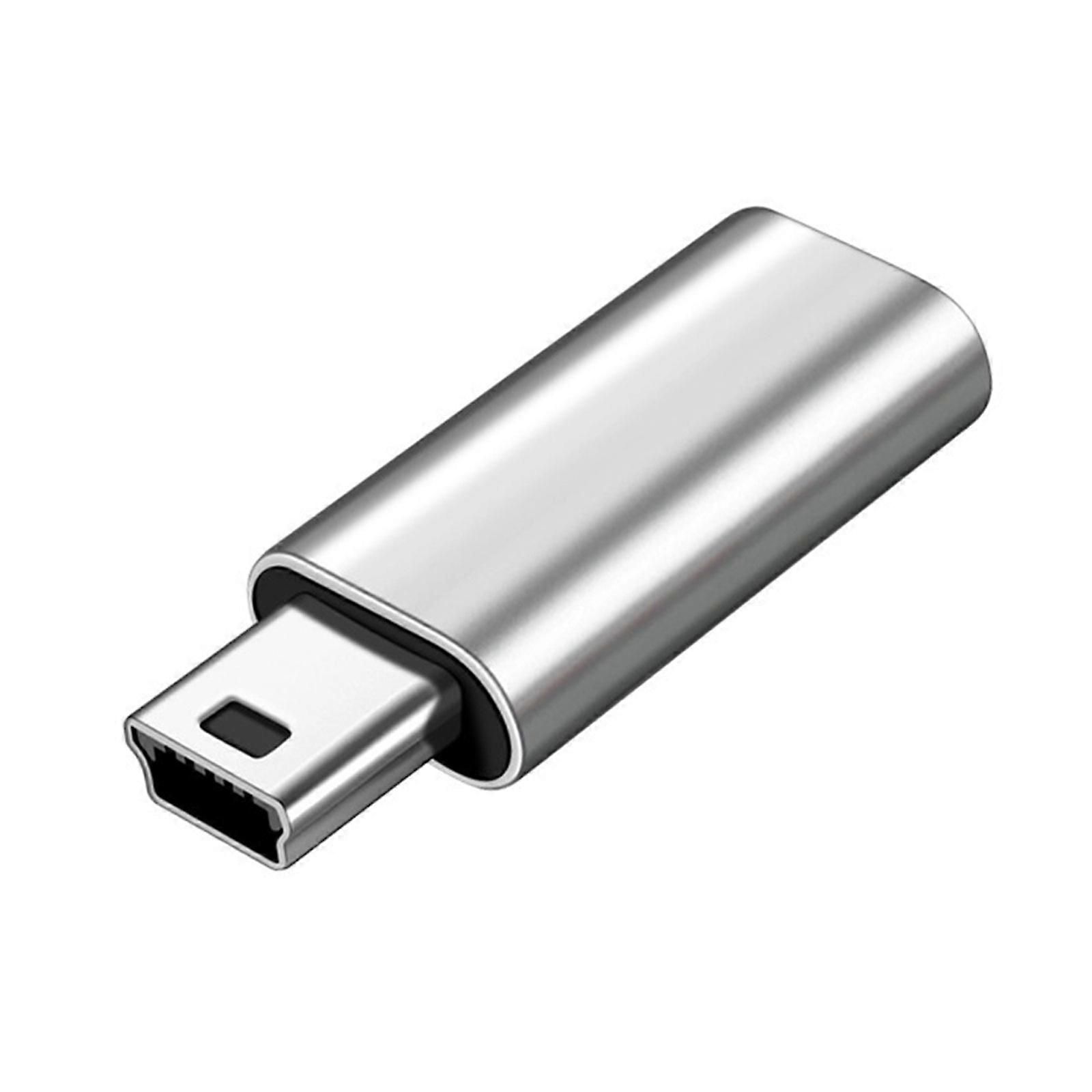 Mini USB to USB C Adapter USB C Female to Mini USB Male Adapter USB C Adapter 480Mbps Data Sync Charging Adapter Silver