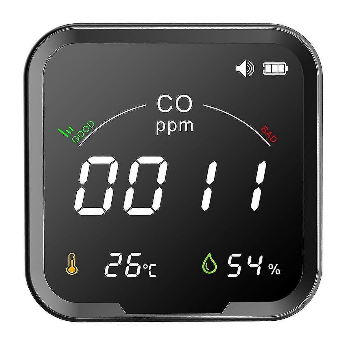 CO & Gas Detector with Temp/Humidity Sensor, Alarm & Visual Display