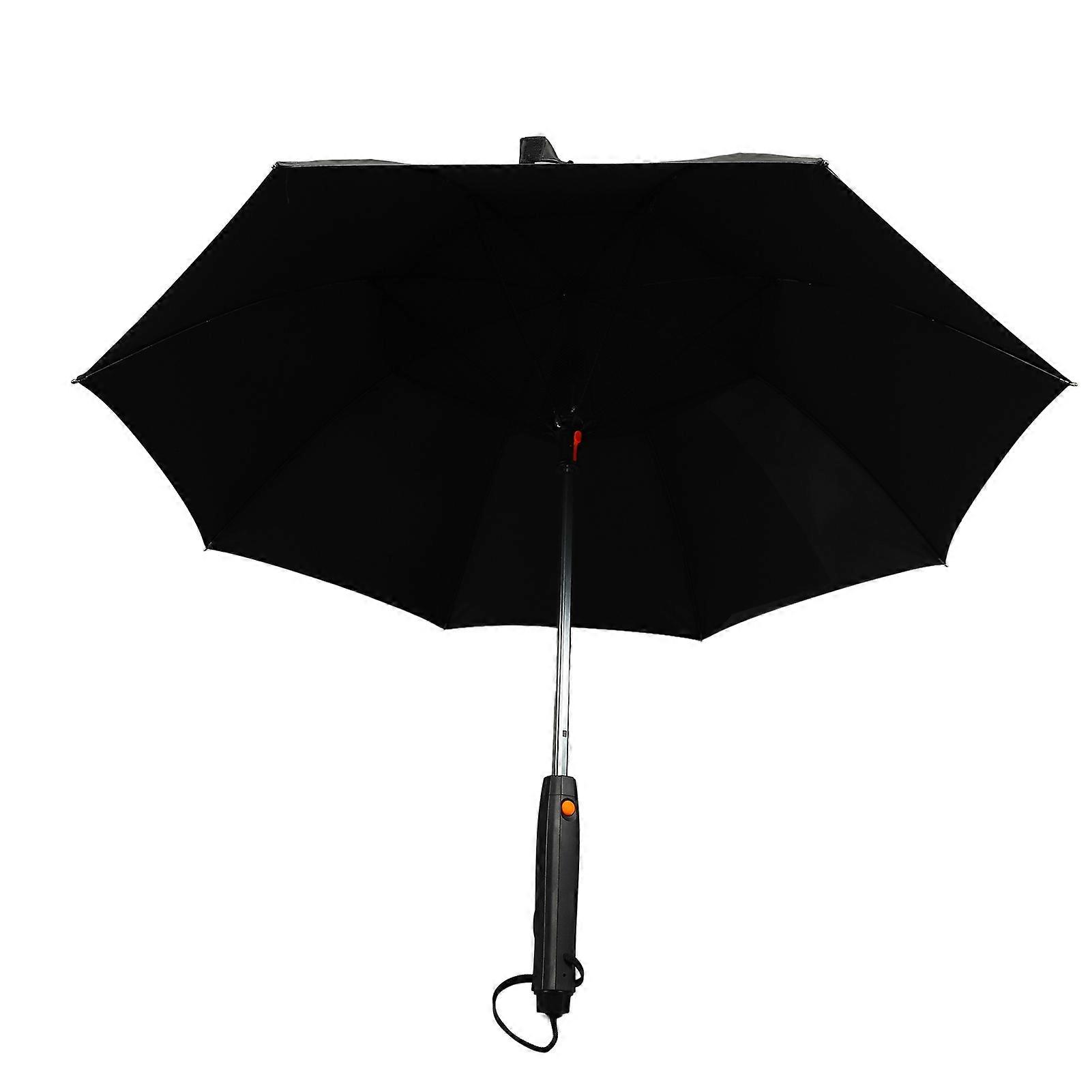 Sun Umbrella with Fan and Sprayer 8 Ribs Portable 3 in 1 UV Blocking Umbrella for Outdoor Summer Black 