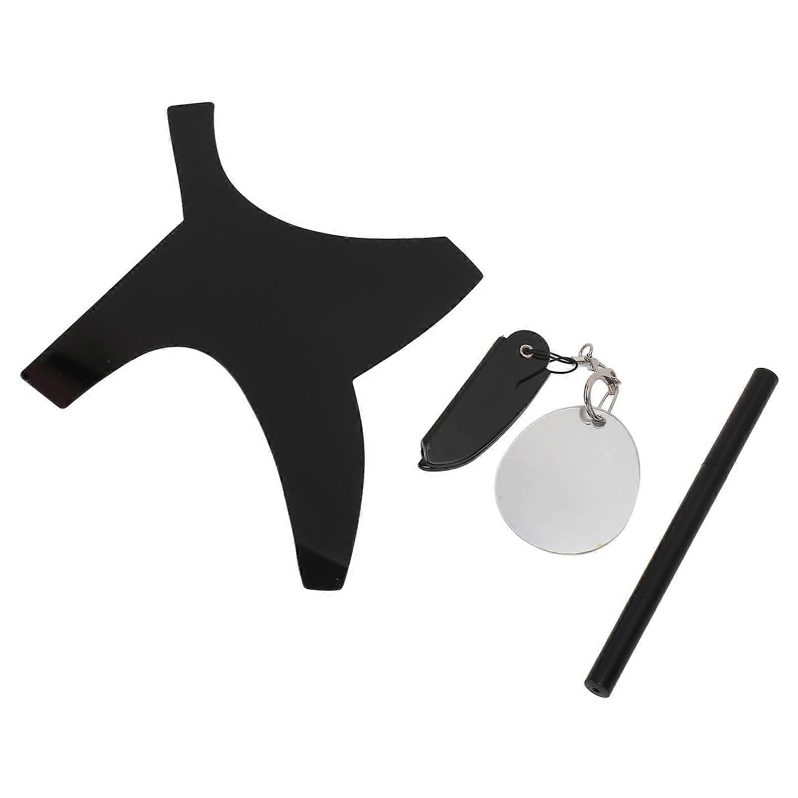 Beard Styling Template Beard Pen Comb Mirror Professional Trimming Styling for Men Black 