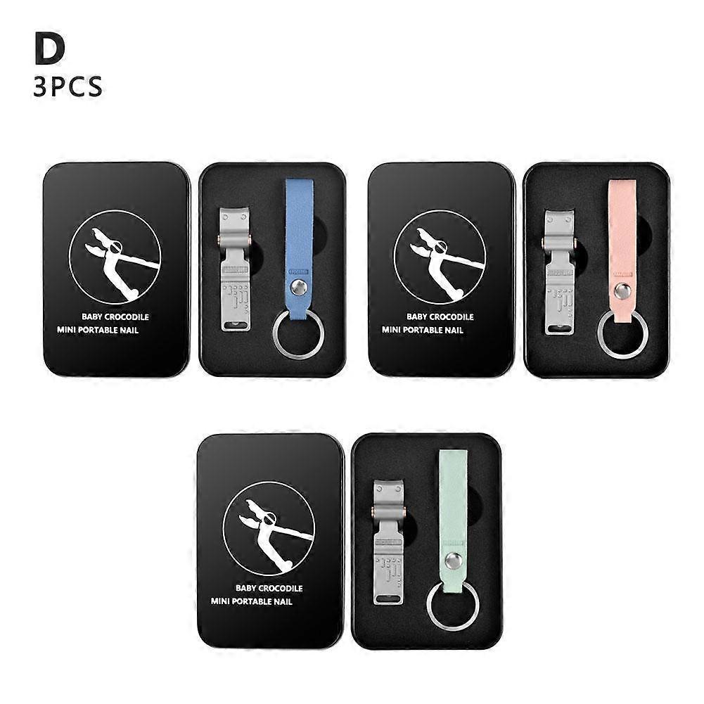 3PCS combination pack (D)$New small crocodile bionic nail clippers stainless steel powder die-cast nail clippers large opening portable nail clippers