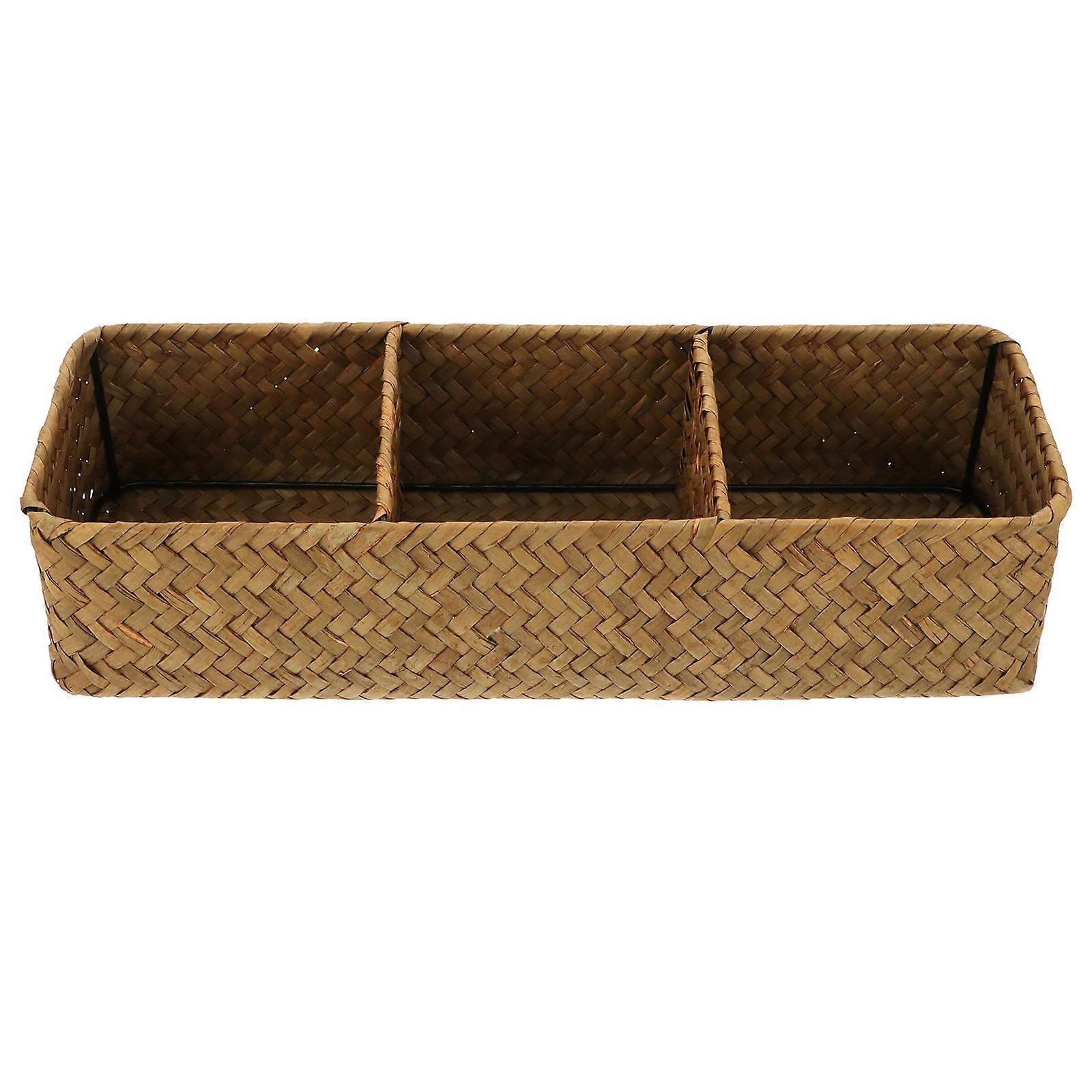 Practical Home Organizer, Woven Box with Compartments for Coffee and Tea