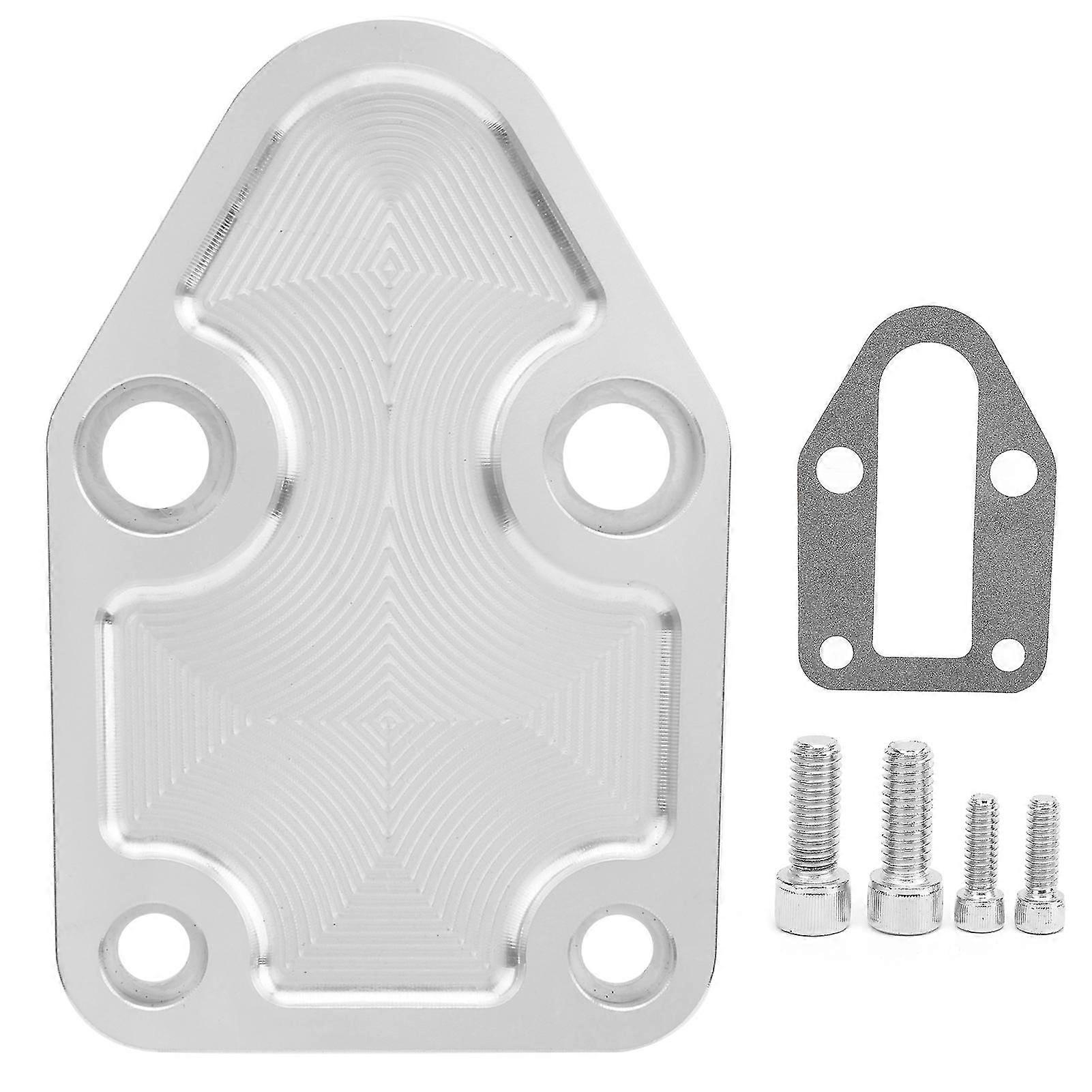 CNC Aluminum Fuel Pump Block Off Plate with Gaskets Suitable for Chevy Small Block Engines