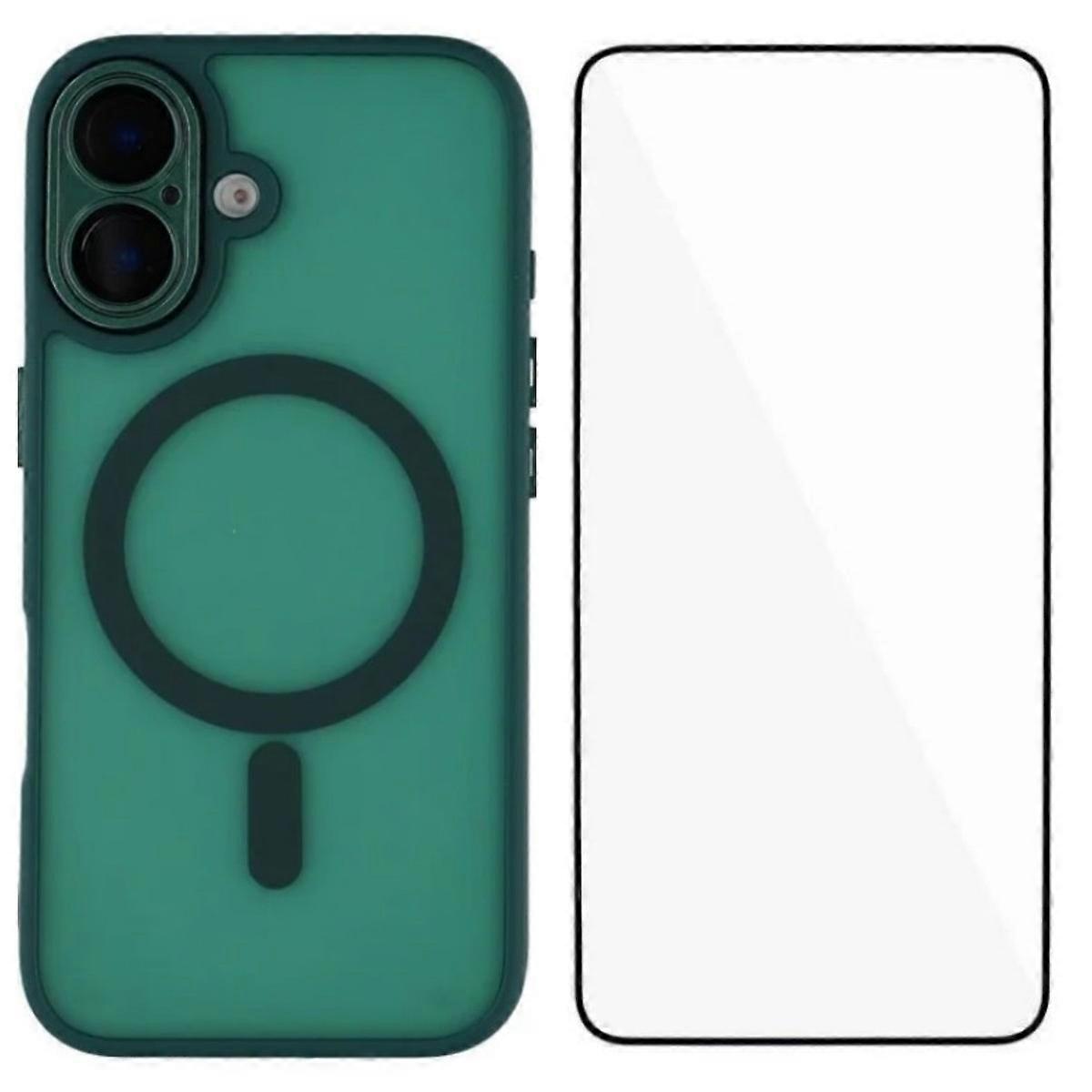 Compatible For iPhone 16 Case Compatible with MagSafe WANLONFENG QB Series PC TPU Phone Cover with Screen Film