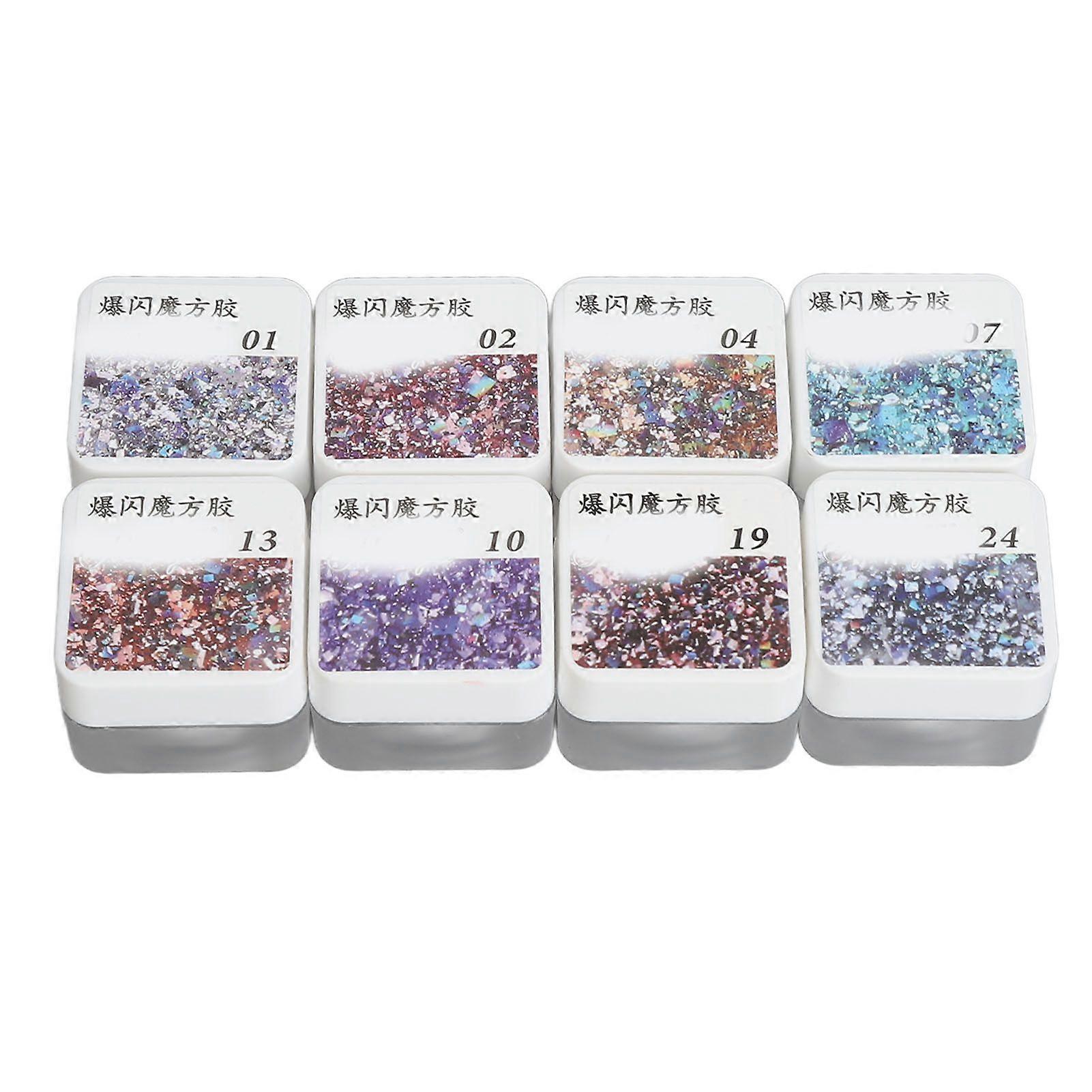 2025 Latest Model 8 Colors Glittering Nail Polish Glue DIY Manicure Sparkling ...