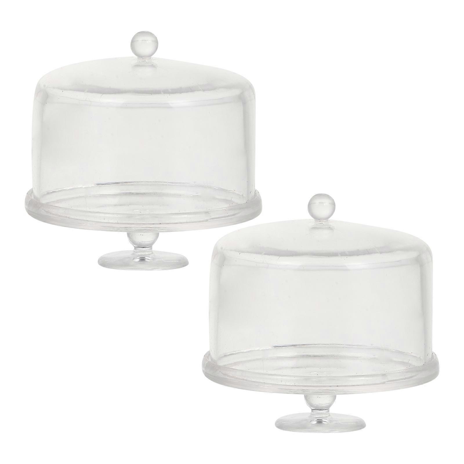 Dollhouse Cake Stand Miniature Clear Square Display For Diy Landscape Decor 2Pack