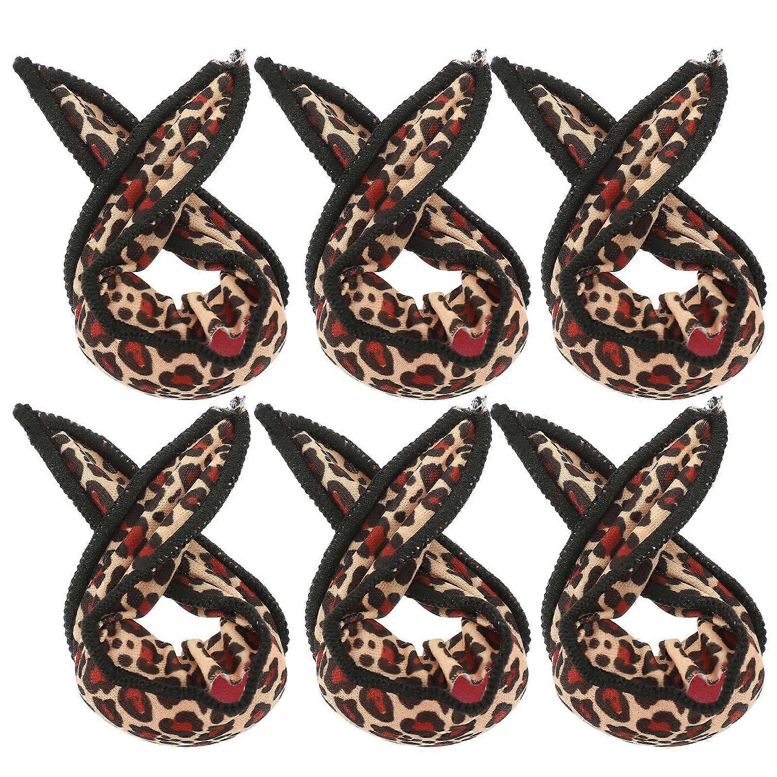 6pcs Leopard Print Hair Curler Rollers for Women – Styling Tools for Wavy Curls & Hair Design Accessories