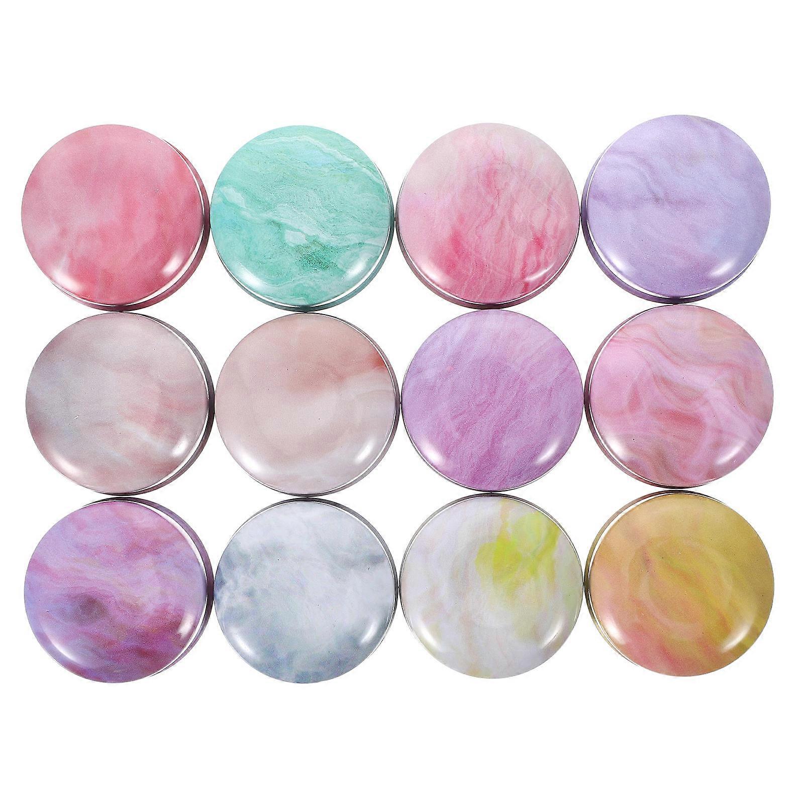 Small Pill Container Mini Iron Assorted Color 4x4x2.2cm Storage For And Herbs 12Pcs