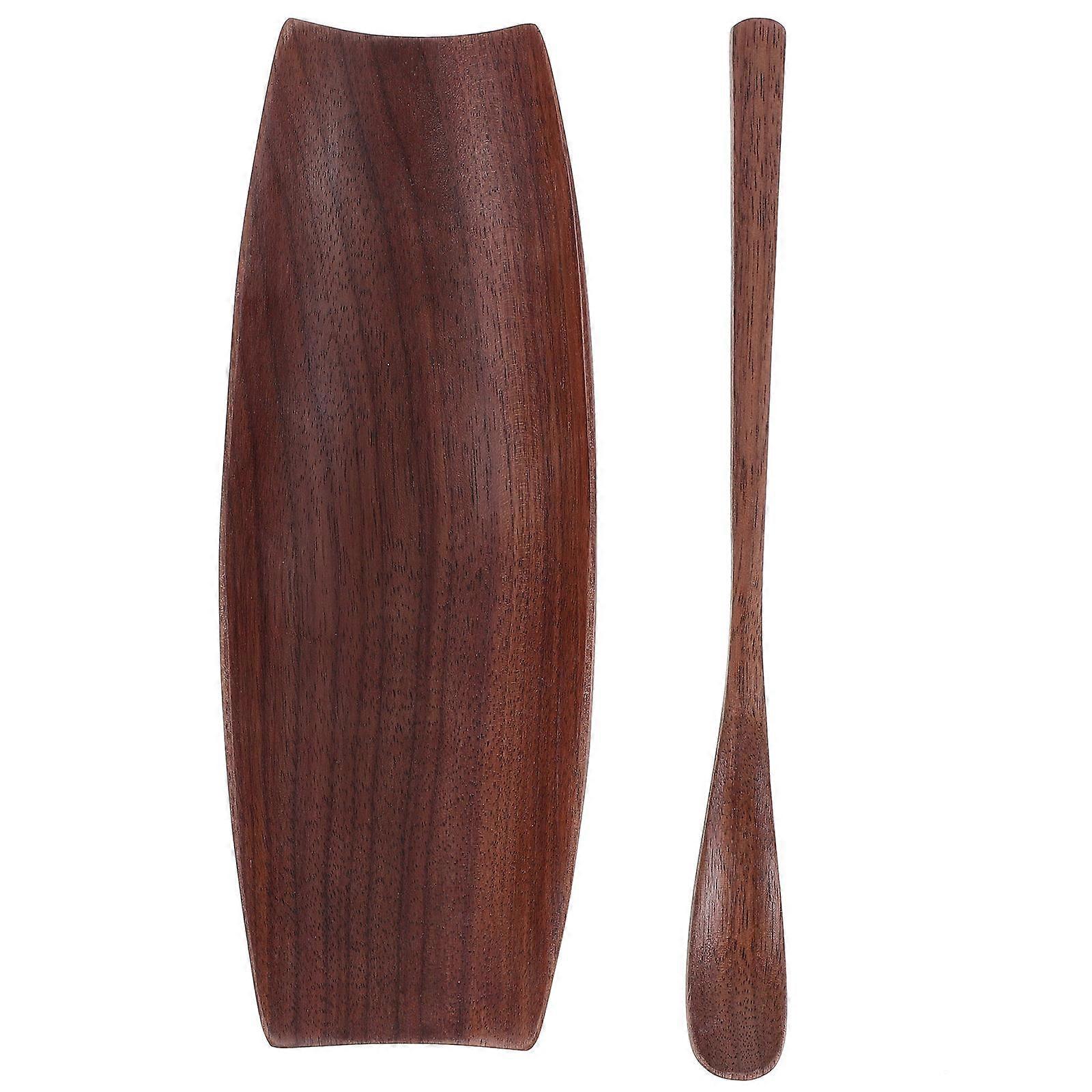 Tea Scoops Utensil Set Chinese Gongfu Style Black Walnut Wood For Tea Ceremony 16X6X2CM 1Set