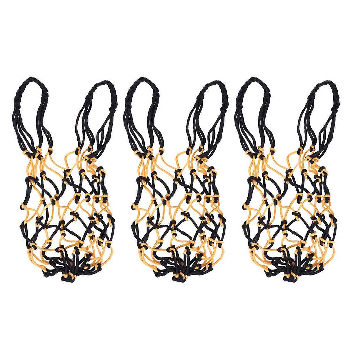 Basketball Storage Net Bag Heavy Duty Basketball Bag Drawstring Ball Mesh Net Team Practice 3Pcs