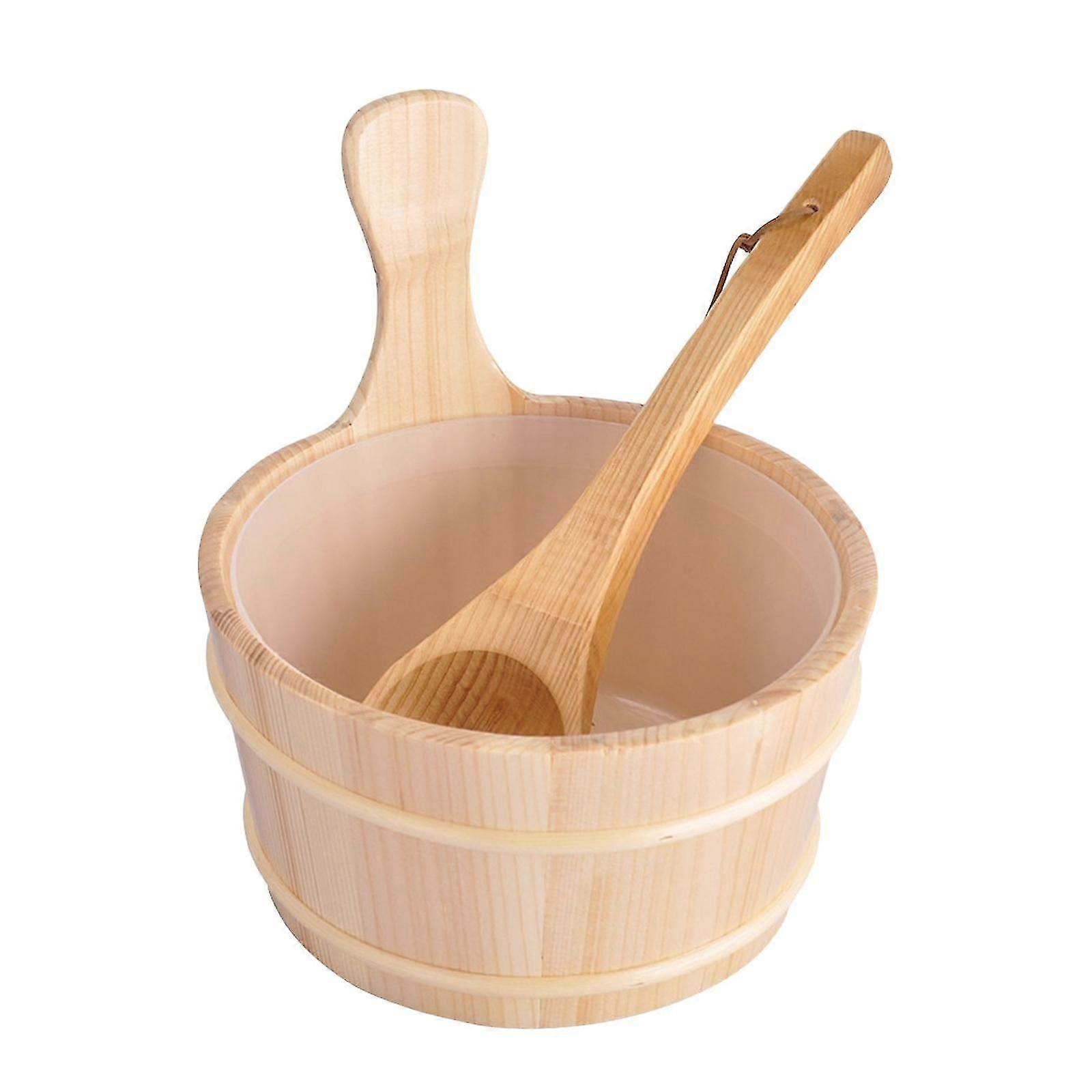 4L Large Capacity Wooden Sauna Barrel Equipped and Ladle for Sauna Bath Spa