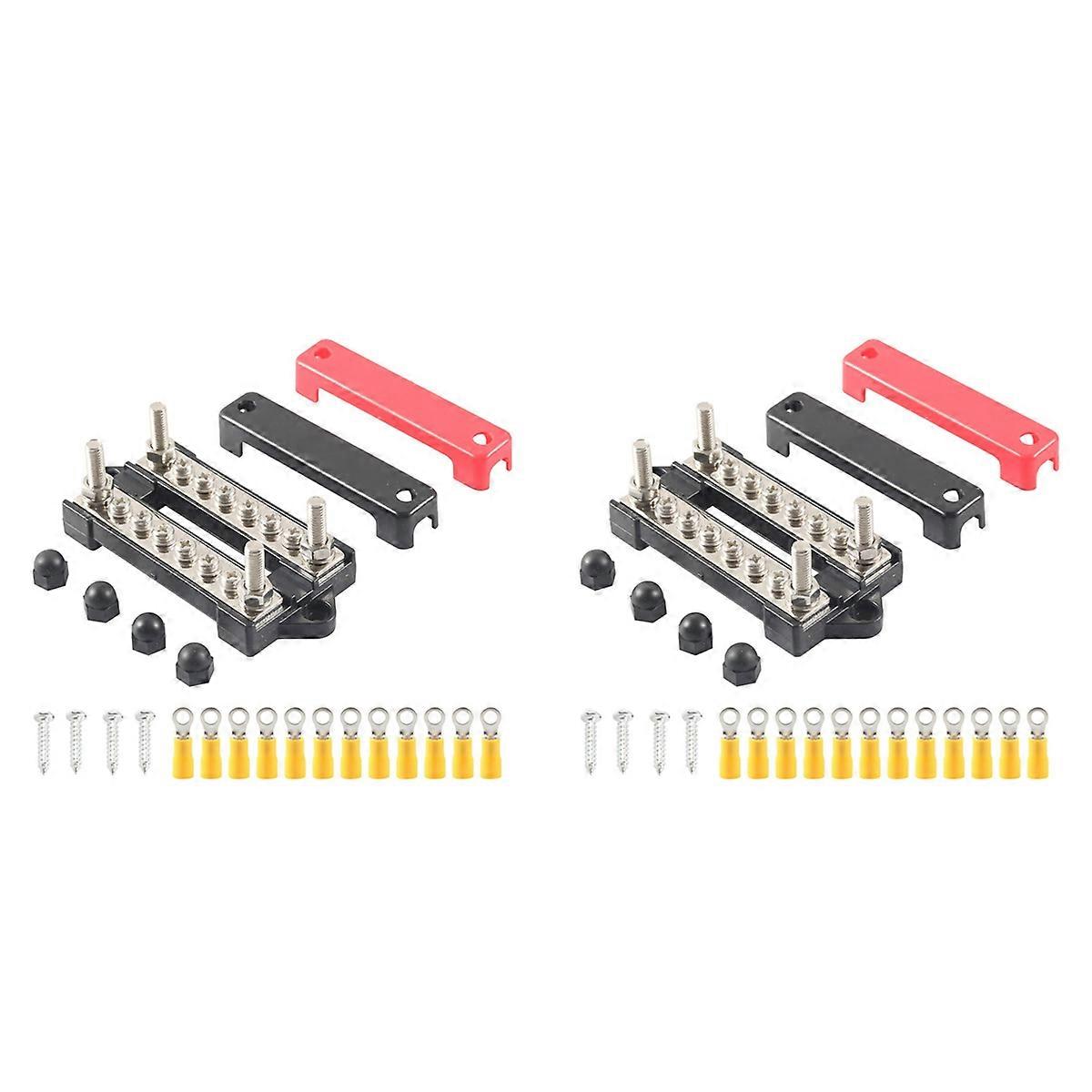 12V Ground/Power Distribution Terminal Block Battery Bus Bar Set