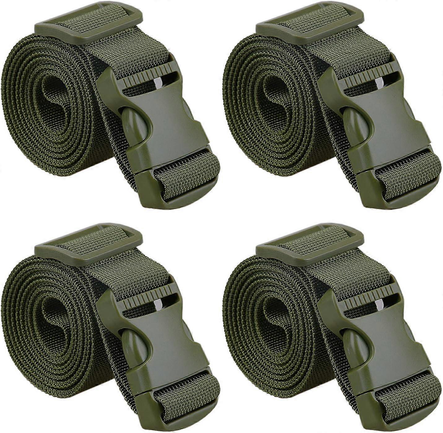 40" Long Utility Luggage Straps with Buckle Adjustable (Army Green (Pack of 4), 1.5" Wide - 40" Long)