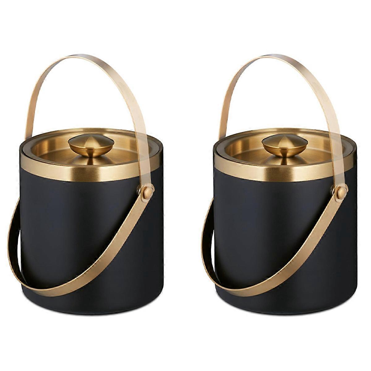 Ice Bucket,Stainless Steel,Double-Walled,With Lid&Handle,