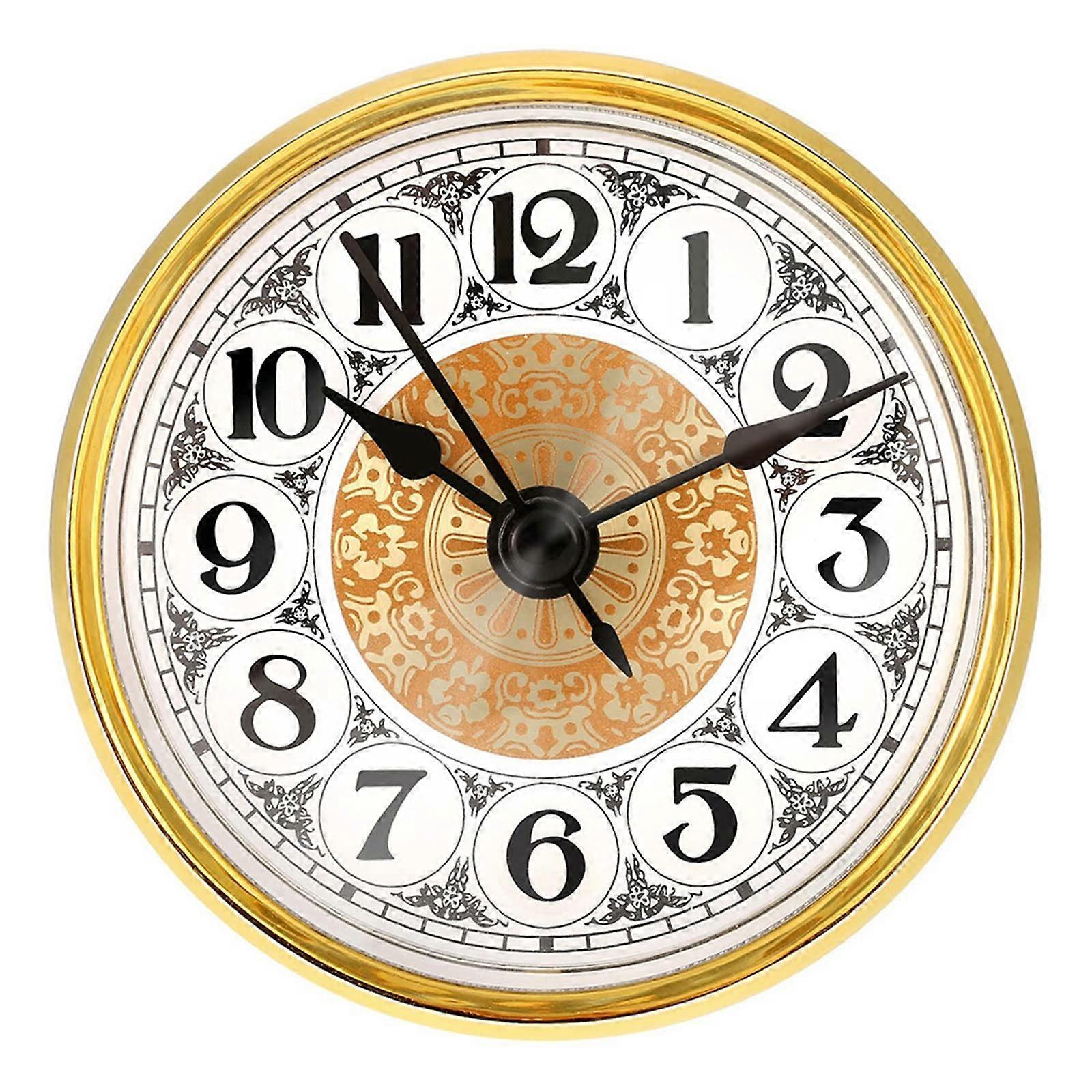 Clock Movement Insert 70mm Diameter - Multifunctional Home Installation with Gold Frame Fancy A