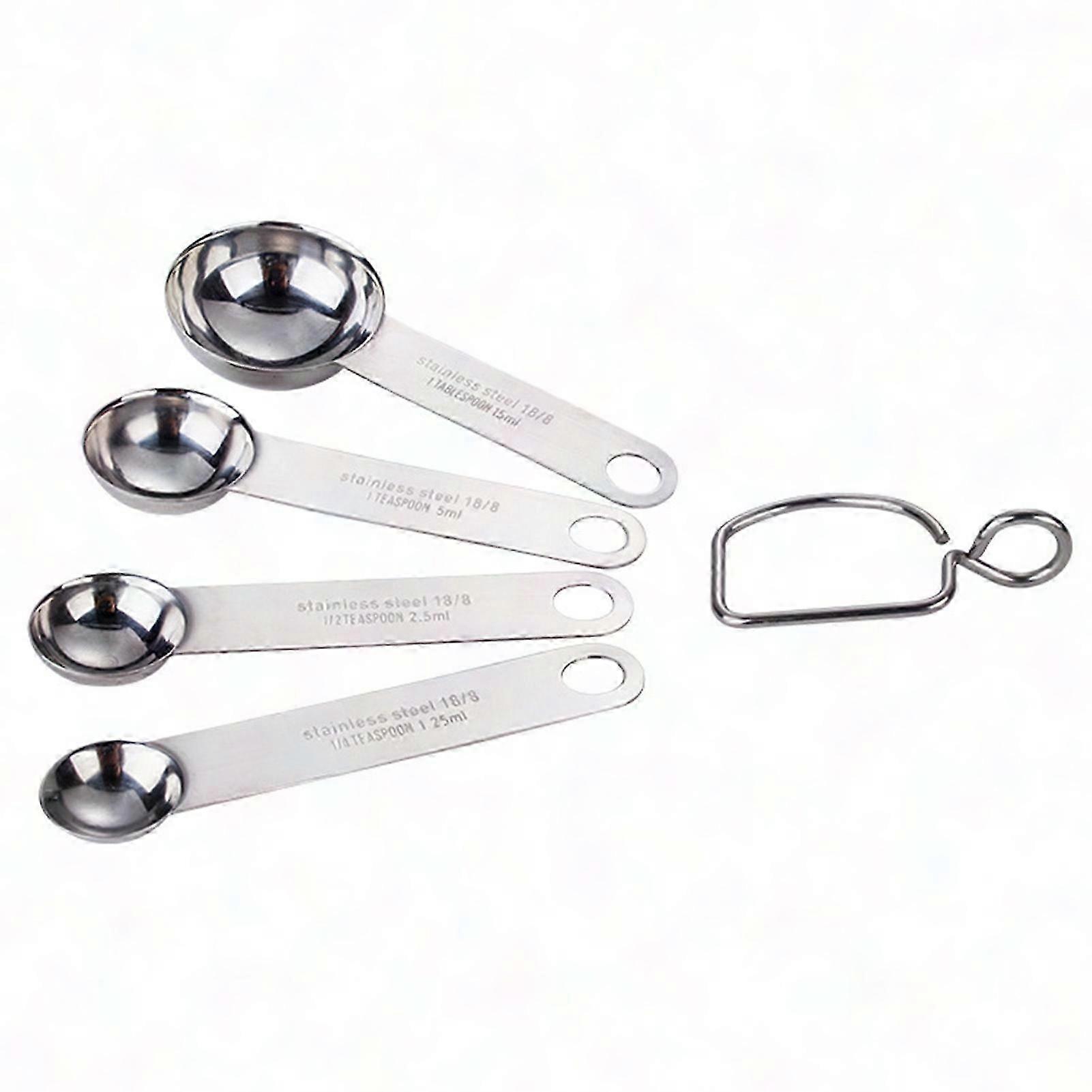 1Pc Measuring Spoon Set - Polished, Rustproof, Food Grade with Scale Mark, Comfortable Grip for Kitchen & Powder