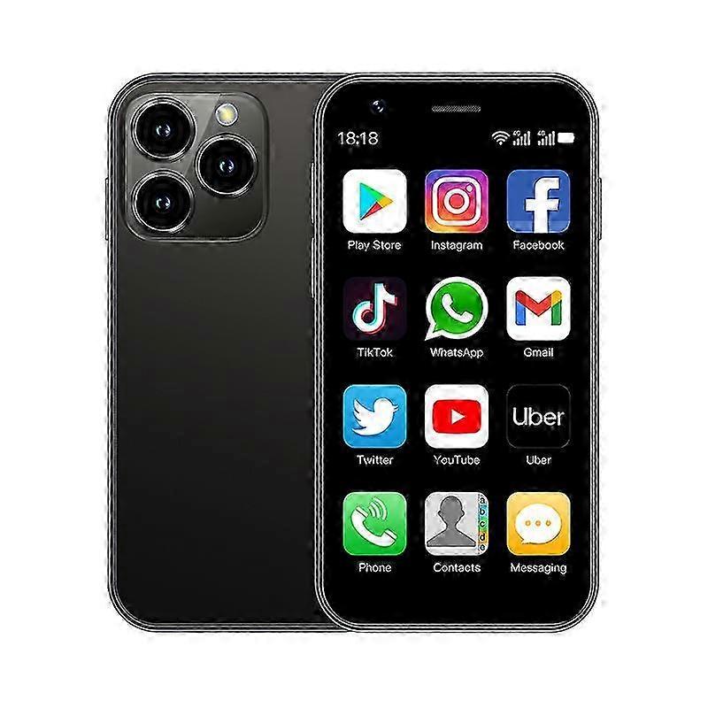 Smartphone 4G com Android 10.0 Quad Core de 3,0 polegadas, 2000mAh, 3GB RAM, 64GB ROM, Type-C, Dual SIM, Mini Phone em Preto