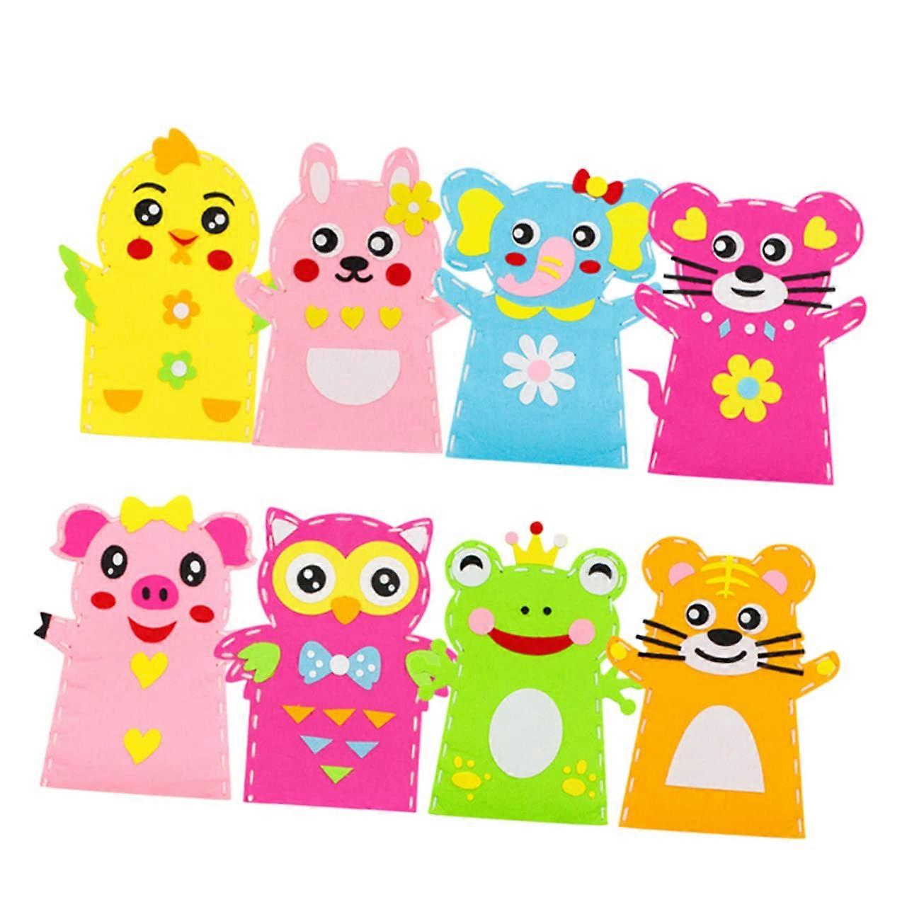 DIY Hand Puppets 8-Pack Fabric Craft Kit For Creativity, Patience And Coordination, Safe And Child-Friendly