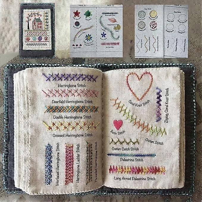 DIY Stitch Book for Beginners, Comprehensive Embroidery Sewing Guide with Step-by-Step Stitches and Techniques, Style A