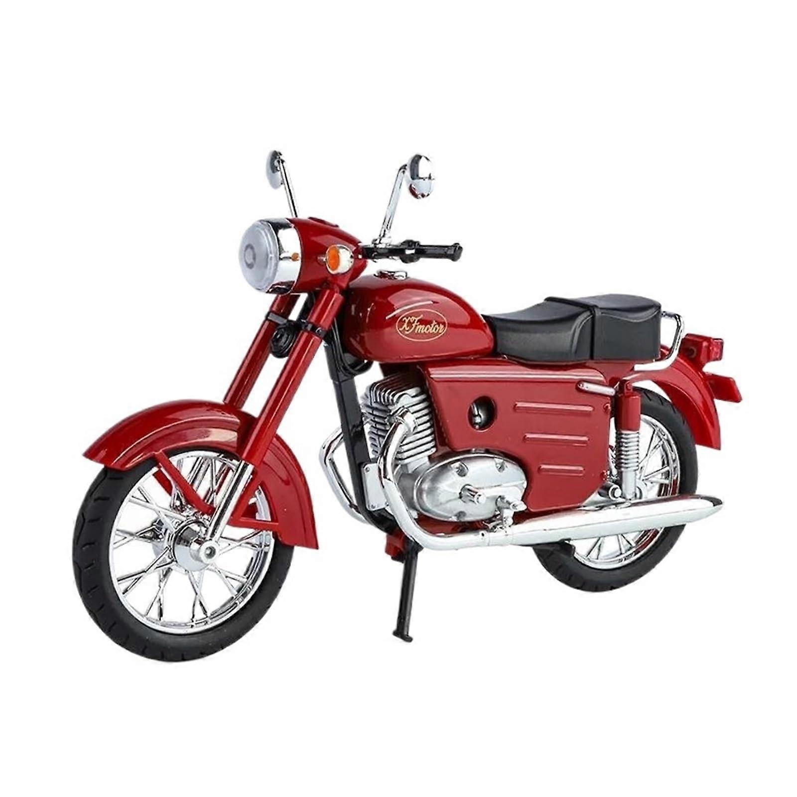 Motorcycle in 1:10 for Czechoslovakia Jawa 250 DieCast Motorcycle Model with Sound and Light Simulation, Fan Collection, Hobby Souvenir (Red)