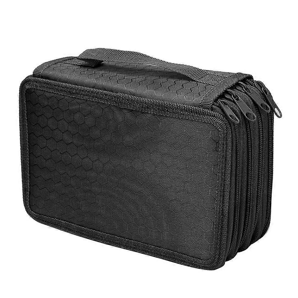 Large Capacity Pencil Case 72 Holes 4-Layer Portable Sketch Art Pencil Organizer Bag for Students in Black
