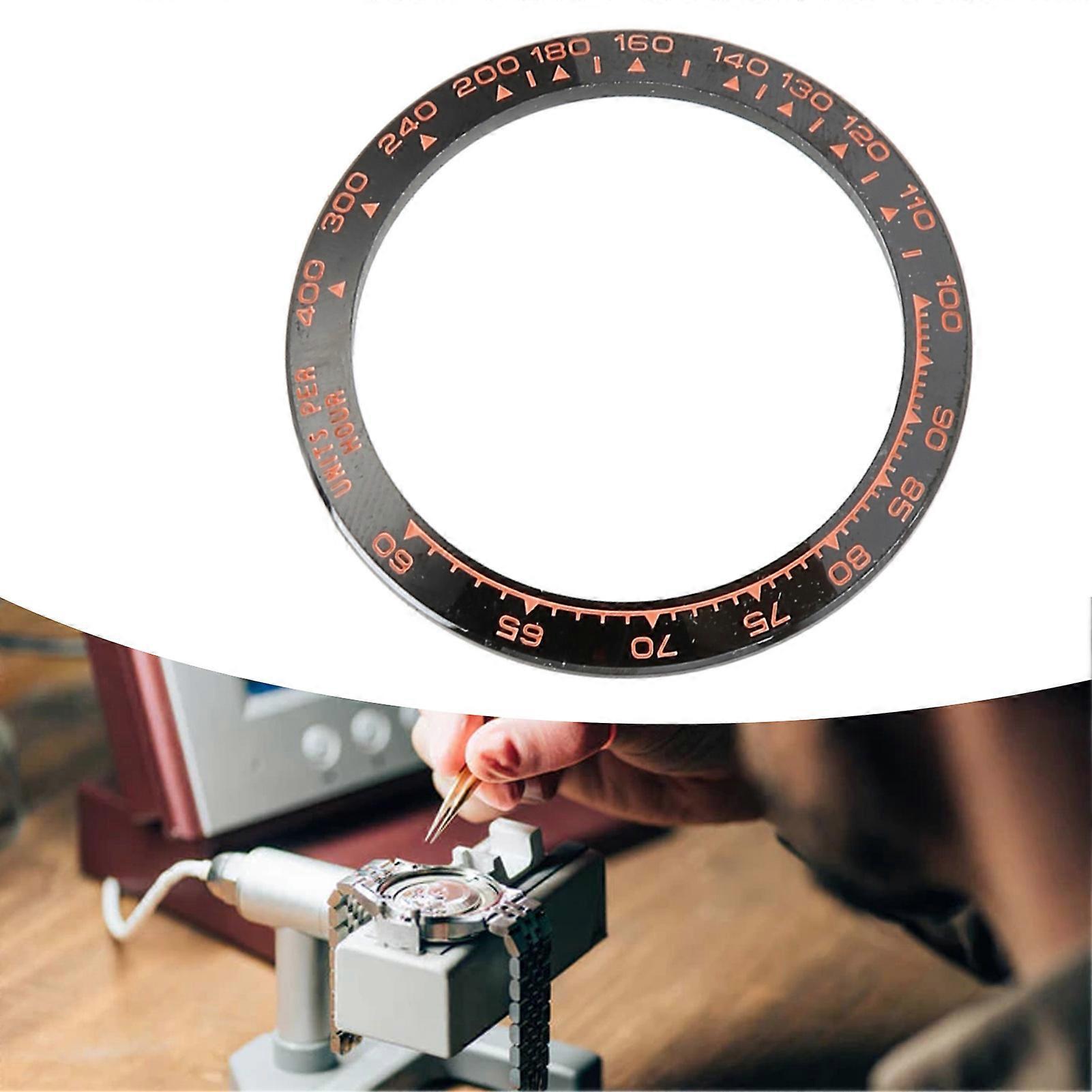 Watch Ceramic Bezel Insert Protective Accessory Replacement Number Watch Bezel Insert for Shop Rose Font Black Background 