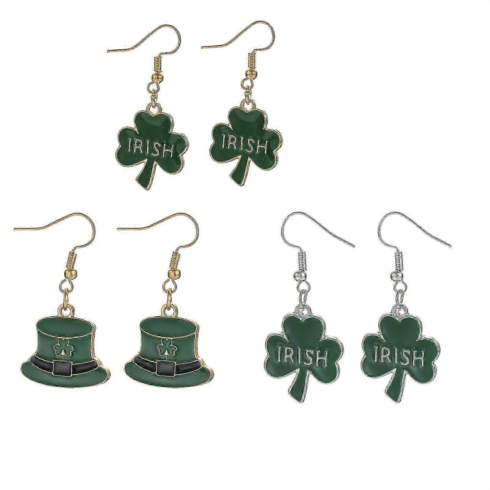 聖パトリックの日のイヤリンググリーンシャムロックイヤリングアイルランドのアクリルクローバーのイヤリング女性のための女の子のジュエリーアクセサリーギフト