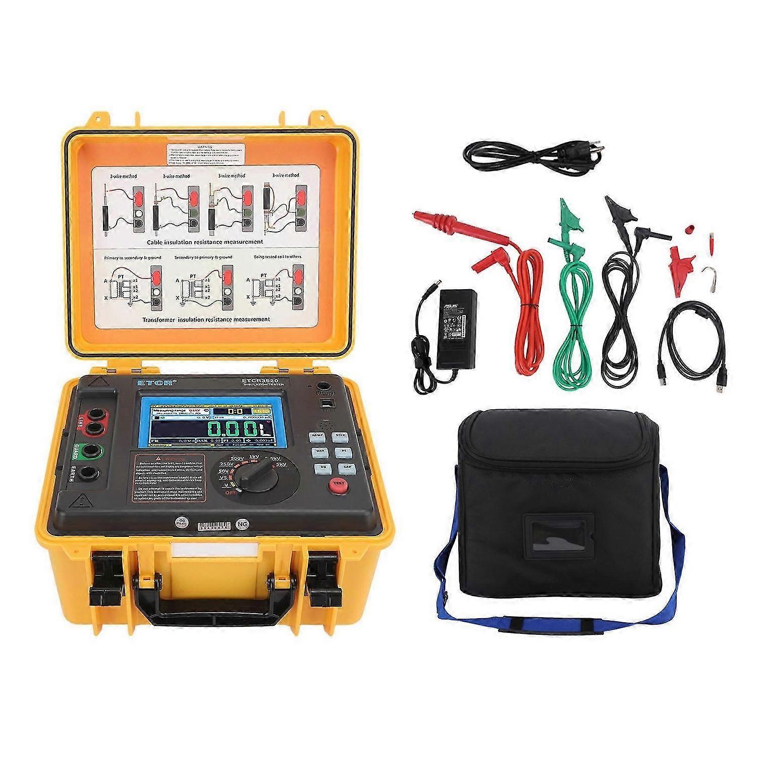 Insulation Resistance Tester LCD Display High Accuracy Multifunctional Digital Megohm Meter 5KV 100240V US Plug