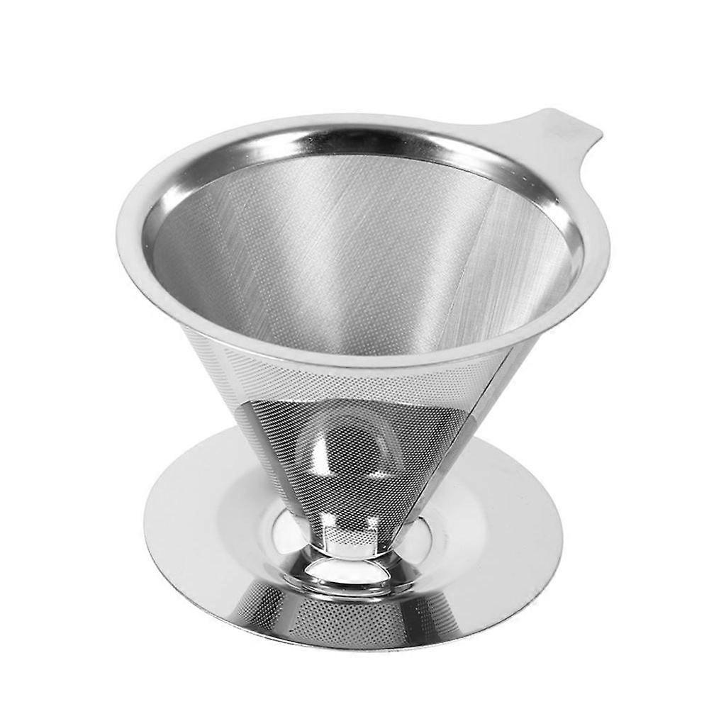 Reusable Coffee Filter Holder Stainless Steel Pour Net Tea Drip Cup - With Base