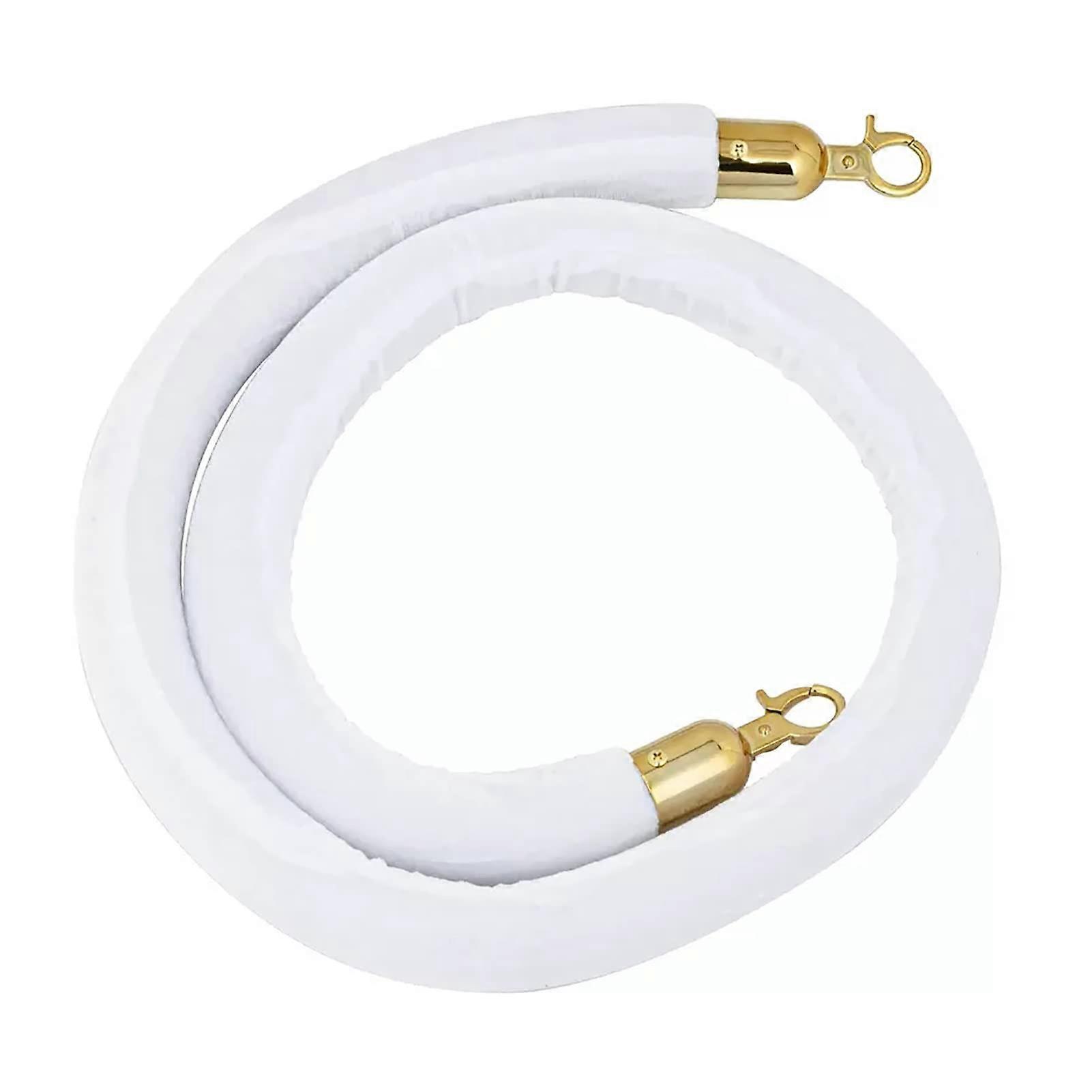 Thick barrier rope for crowd control with golden hooks, soft hanging rope as a partition for the interior area, for access to VIP/hotel events.