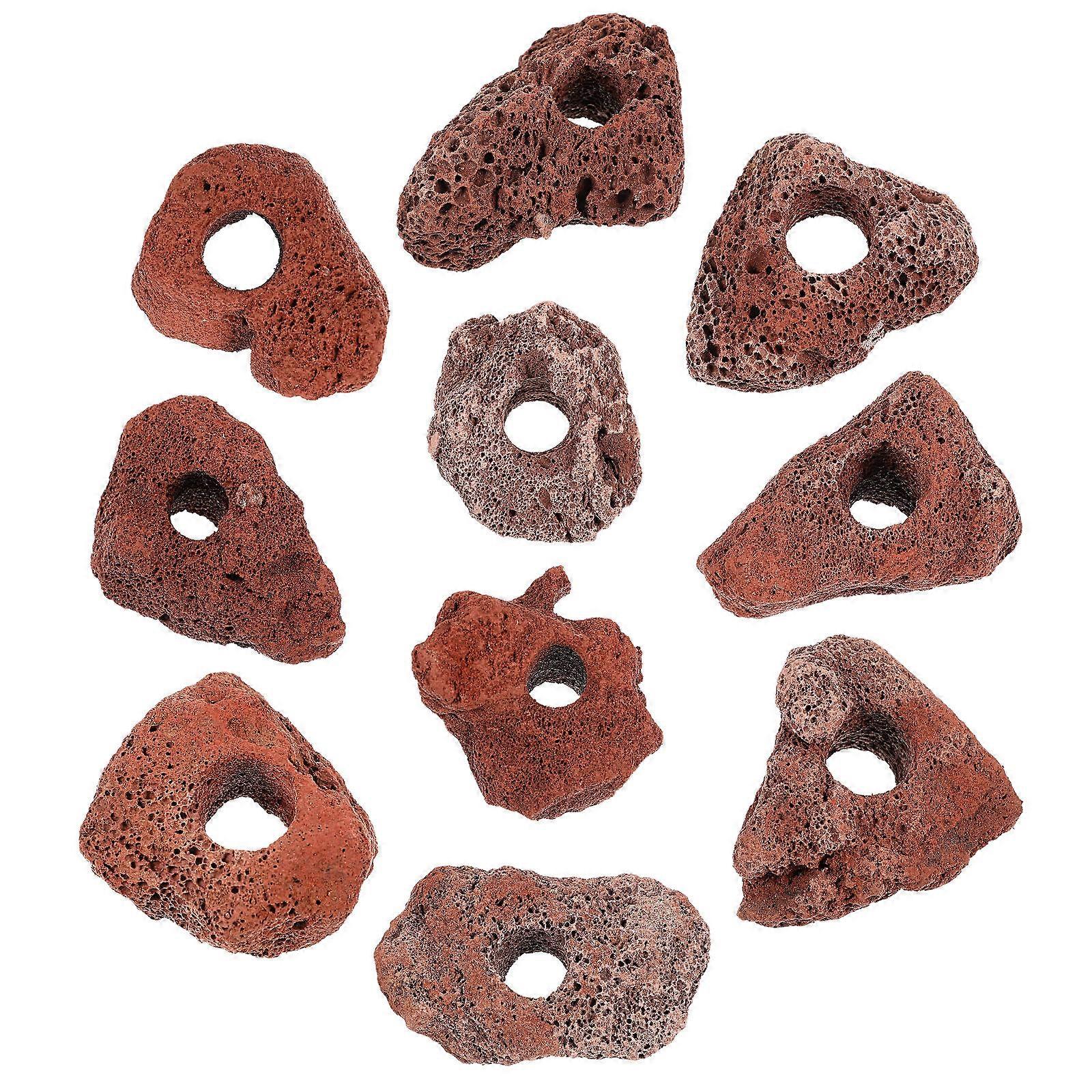 Volcanic Rocks Ornament for Fish Tank Habitat Provides Shelter and Hiding Spots Decor Dark Red