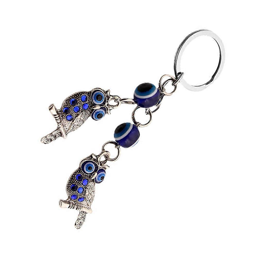 Creative Owl Shape Key Pendant Decorative Keyring Glass Material General Users 1Set