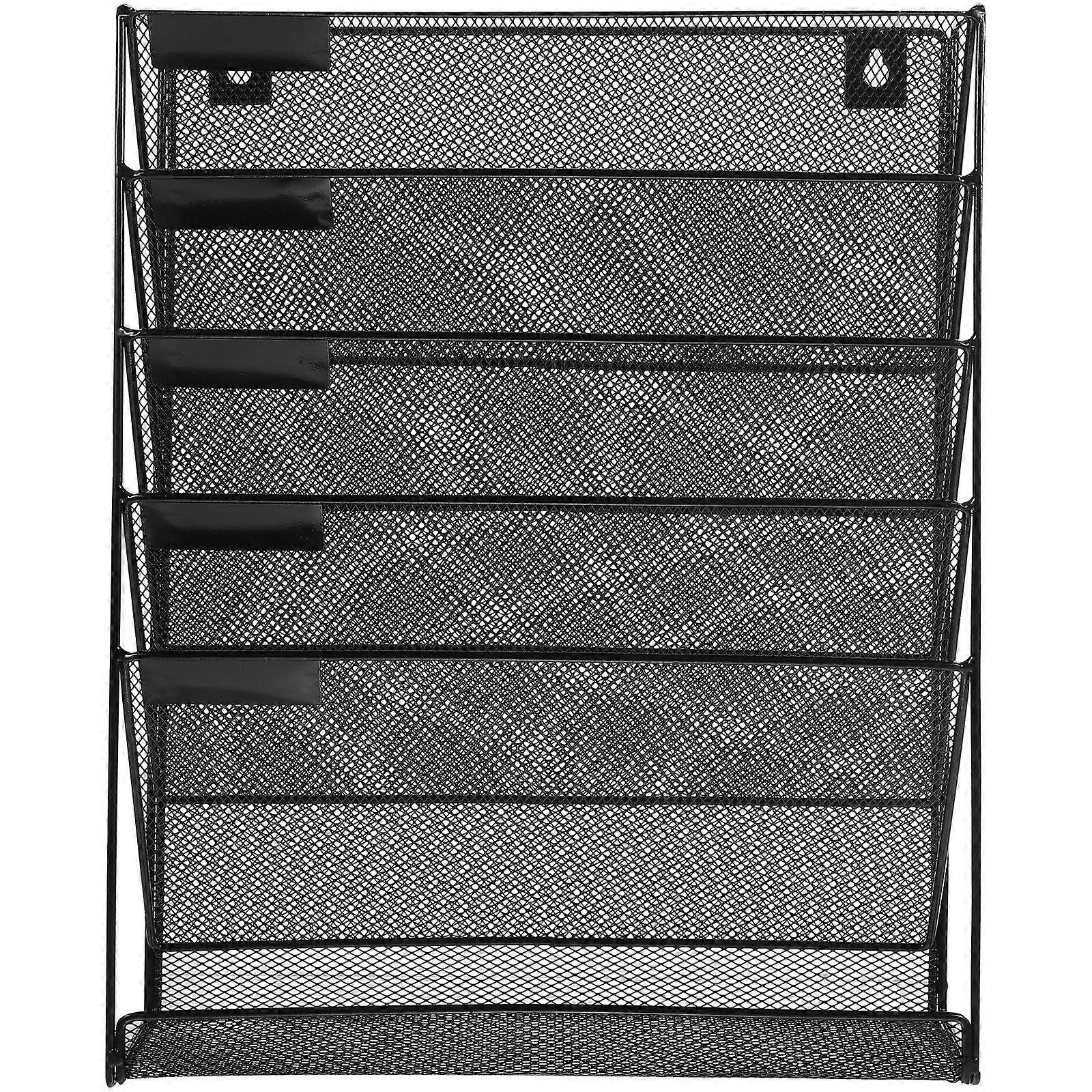 Wall File Organizer Wall Mounted Document Holder Black 40.64X32.38X10.16CM File Organization 1Set