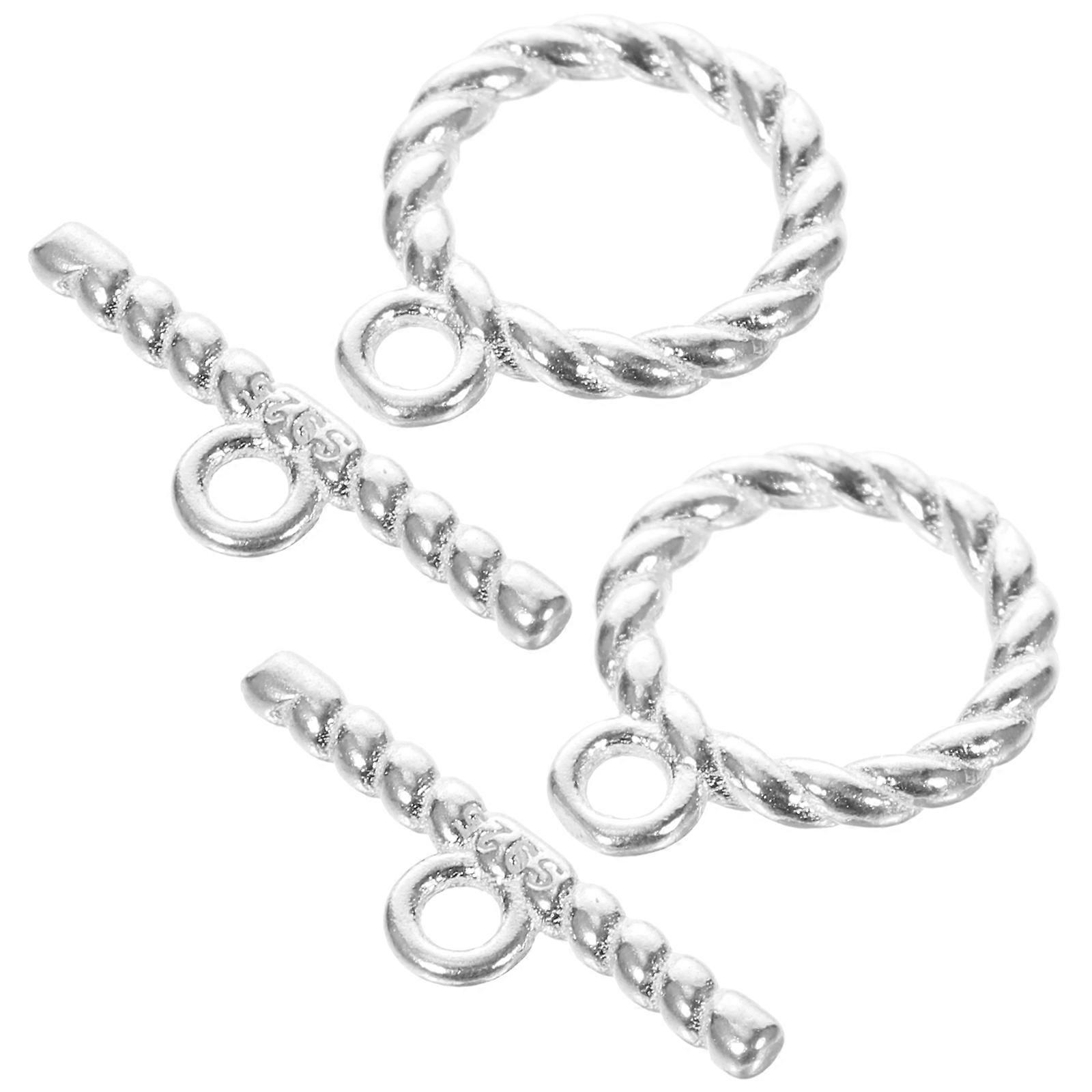 2 Sets of Silver Toggle Clasps Metal Bar and Ring Connectors for DIY Jewelry