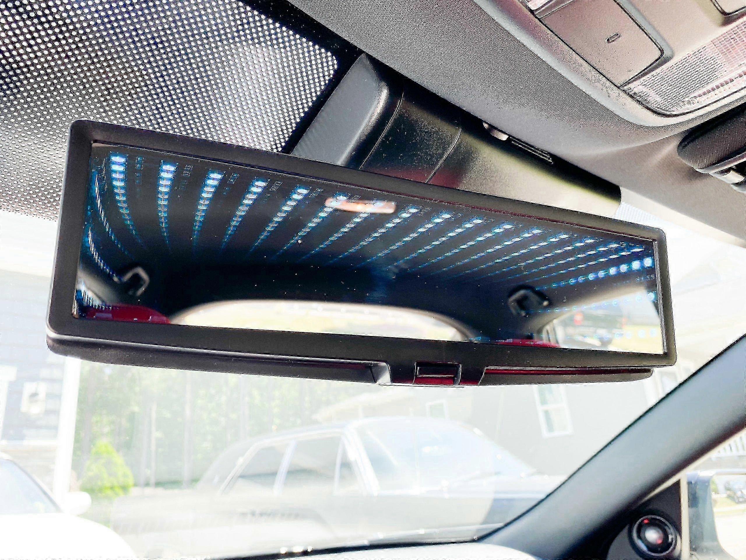 Car Indoor 3D Rearview Mirror Lighted LED Wide-View Ambient Flat Mirror Reflector