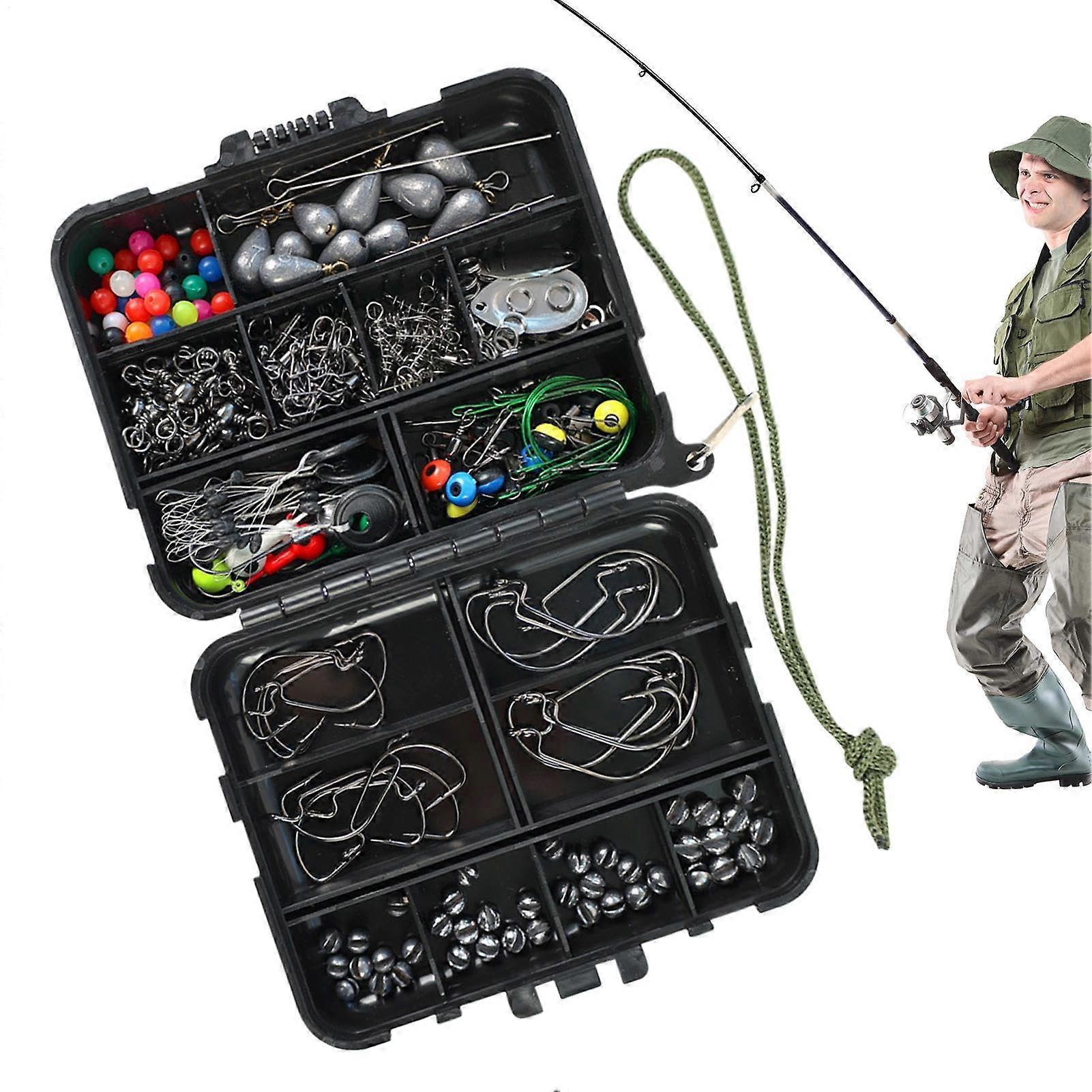 Tackle Box Fishing Kit Portable Hook and Sinker Set for Freshwater Lake Fishing