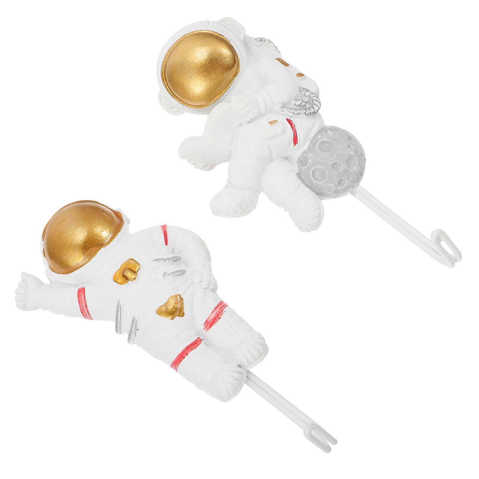 2pcs Heavy Duty Astronaut Wall Hooks Adhesive Hangers for Towels Keys Bags Coat Rack in Home Kitchen Bathroom