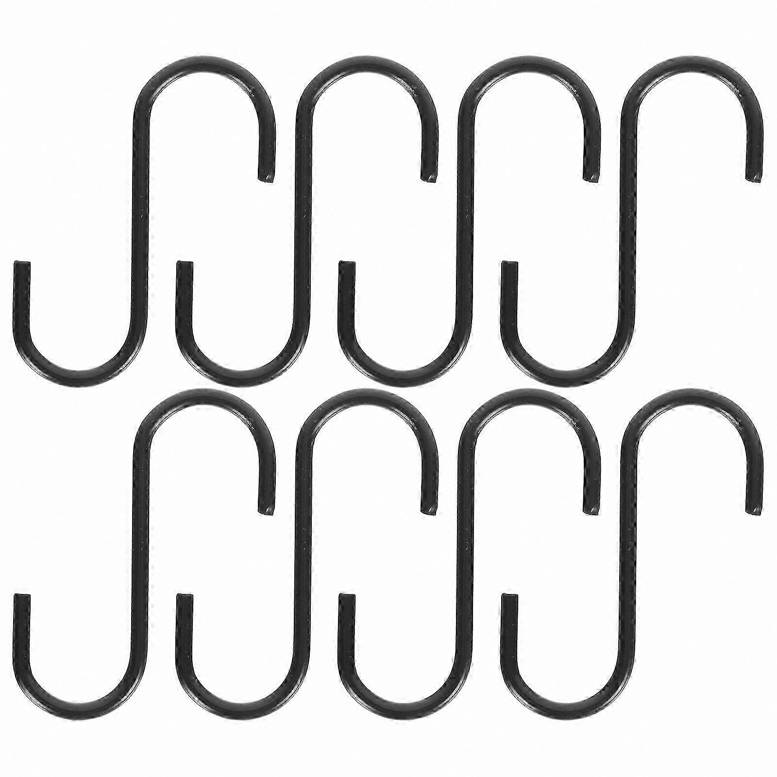 8 Pieces Durable Iron Hooks, S-Shaped Hanging Hooks for Home and Kitchen Use, Black Finish