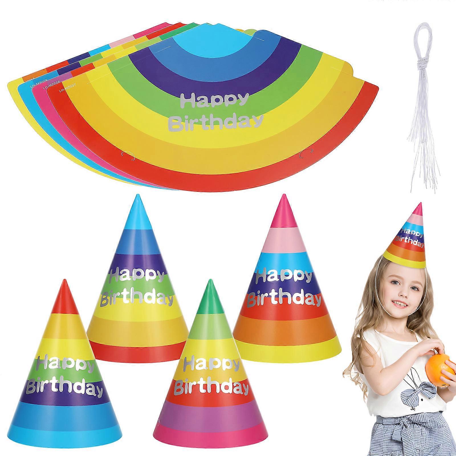 Paper Cone Party Hats Birthday Party Cap Elegant Style Assorted Color 20Pcs