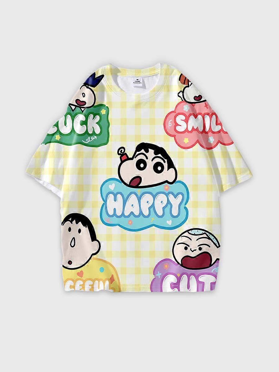 T-shirt round neck Cartoon Pattern loose short sleeve B2173