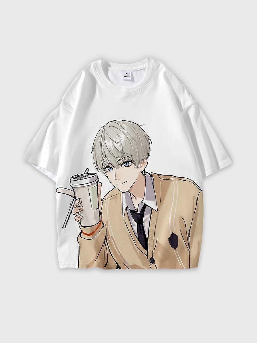 T-shirt round neck Role Pattern loose short sleeve E482