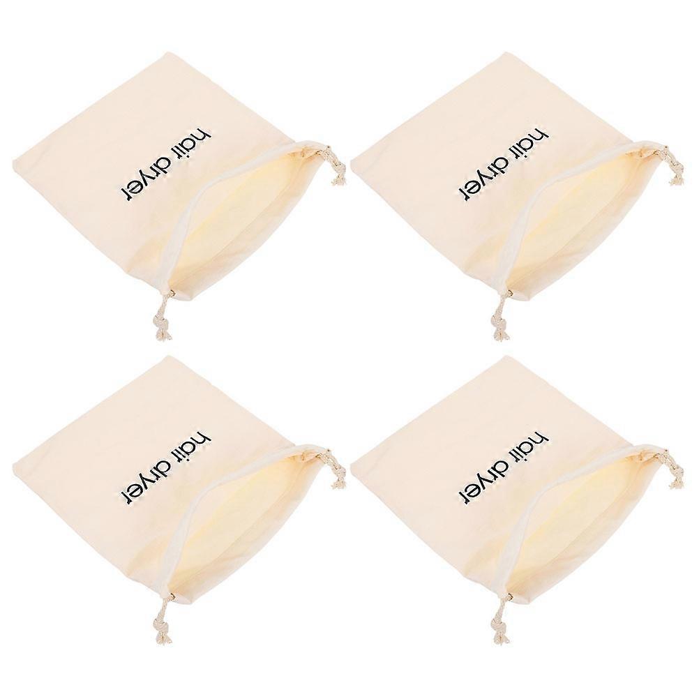 Hair Dryer Storage Bag in Beige Color Portable and Durable Cloth Bag for Travel and Storage 4 Pieces