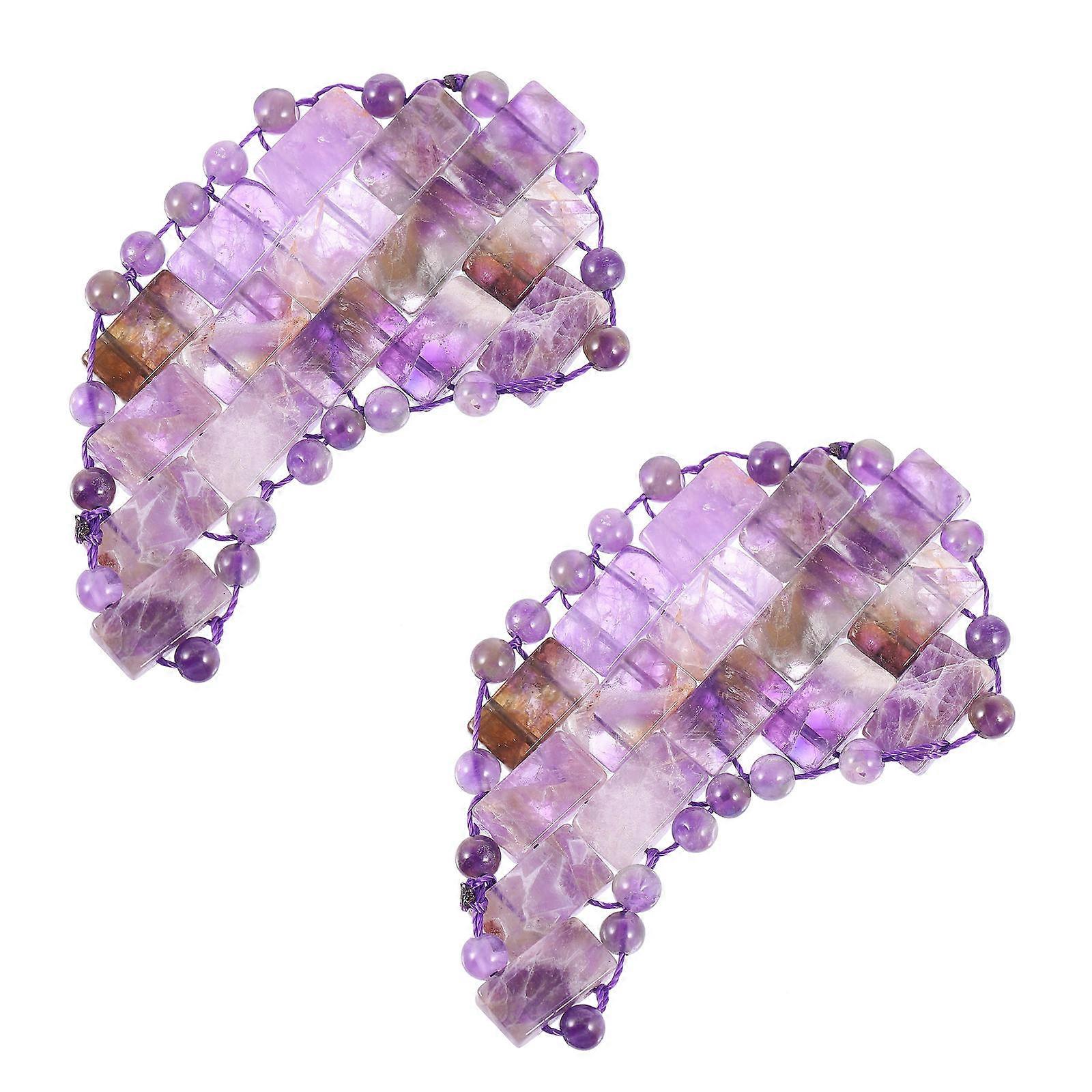 Woven Design Sleep Eye Mask In Purple Crafted From Natural Jade For Resting Adults Measuring 9X5cm 1 Pair