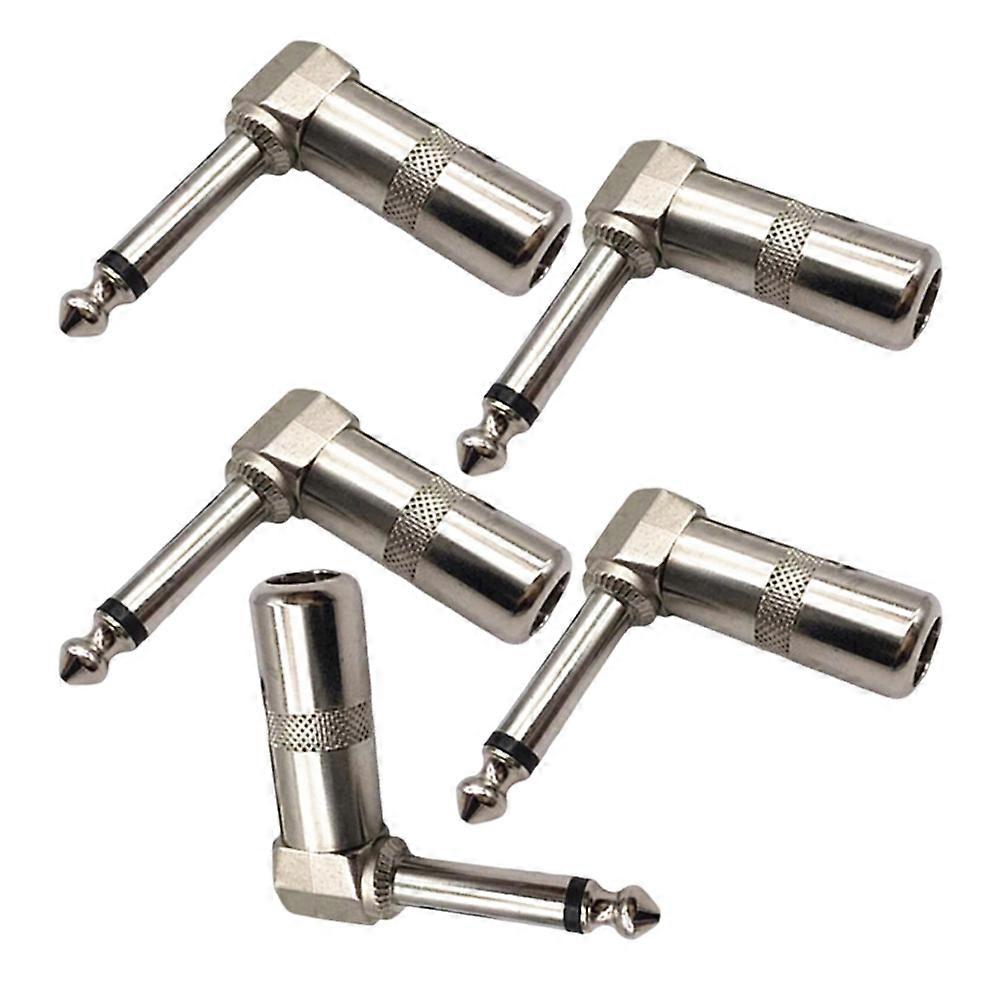 5pcs Right Angle Mono Jack Connectors for Guitar, Microphone & Speaker – Durable Zinc Alloy Audio Adapters for Efficient Cable Management and Stable