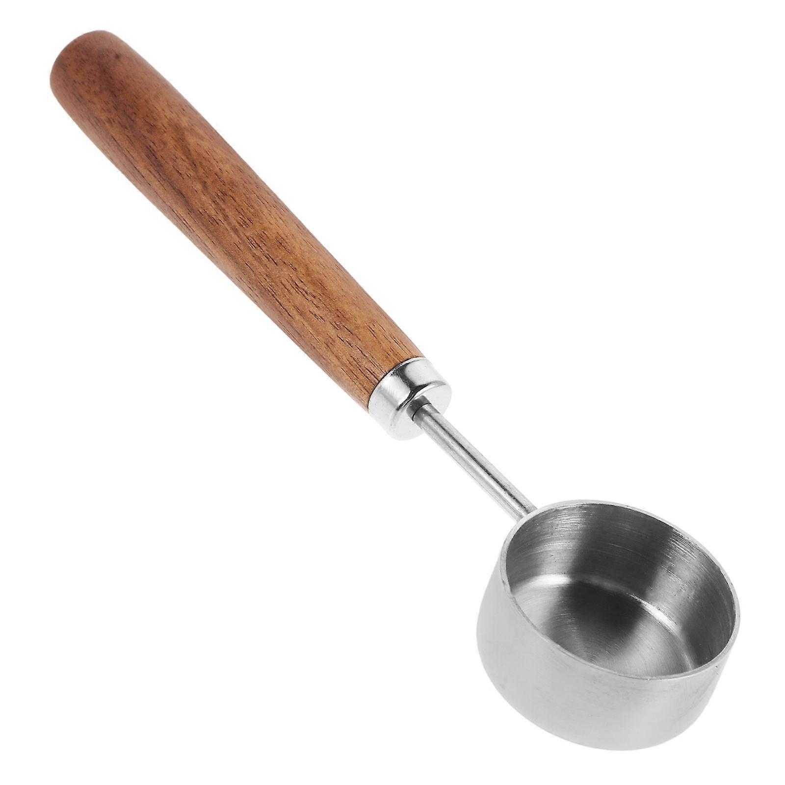Stainless Steel Coffee Scoop with Comfortable Wooden Handle for Kitchen Use 15ml