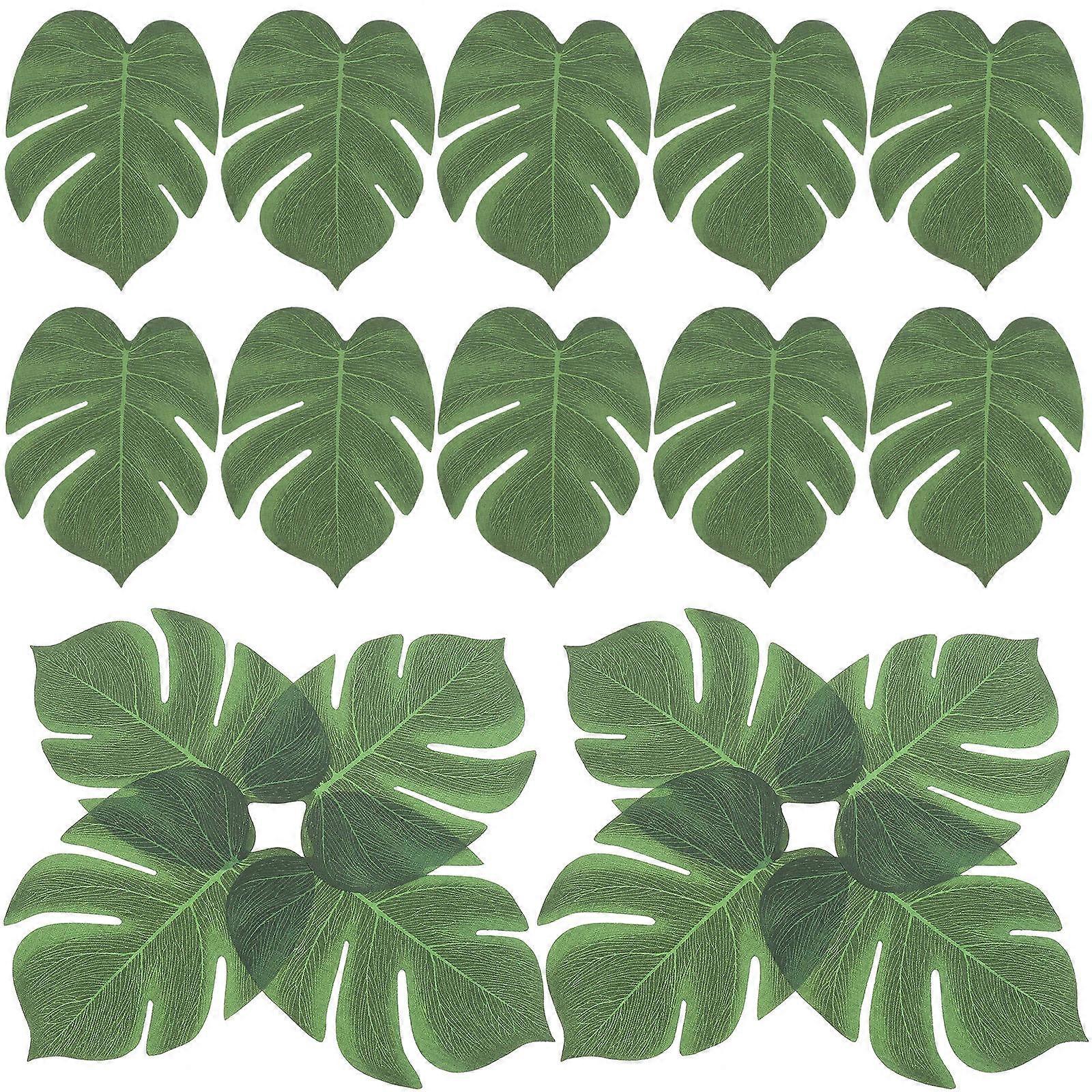 60pcs Artificial Monstera Leaf Decor Tropical Leaves Placemats for Luau Party